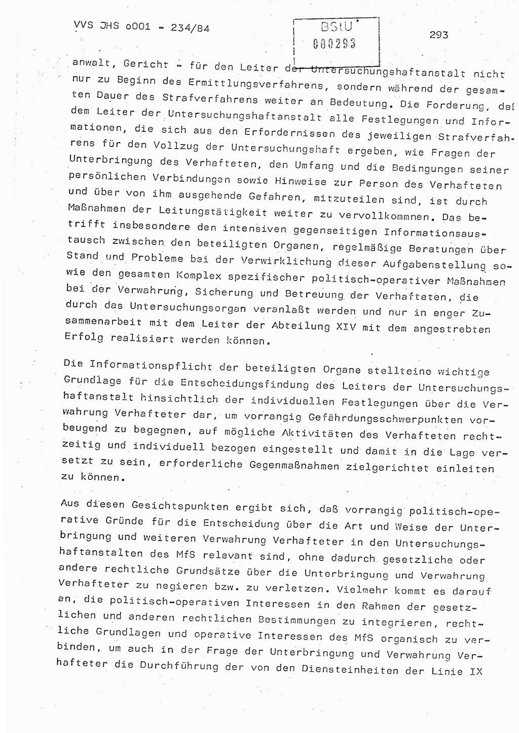 Dissertation Oberst Siegfried Rataizick (Abt. ⅩⅣ), Oberstleutnant Volkmar Heinz (Abt. ⅩⅣ), Oberstleutnant Werner Stein (HA Ⅸ), Hauptmann Heinz Conrad (JHS), Ministerium für Staatssicherheit (MfS) [Deutsche Demokratische Republik (DDR)], Juristische Hochschule (JHS), Vertrauliche Verschlußsache (VVS) o001-234/84, Potsdam 1984, Seite 293 (Diss. MfS DDR JHS VVS o001-234/84 1984, S. 293)
