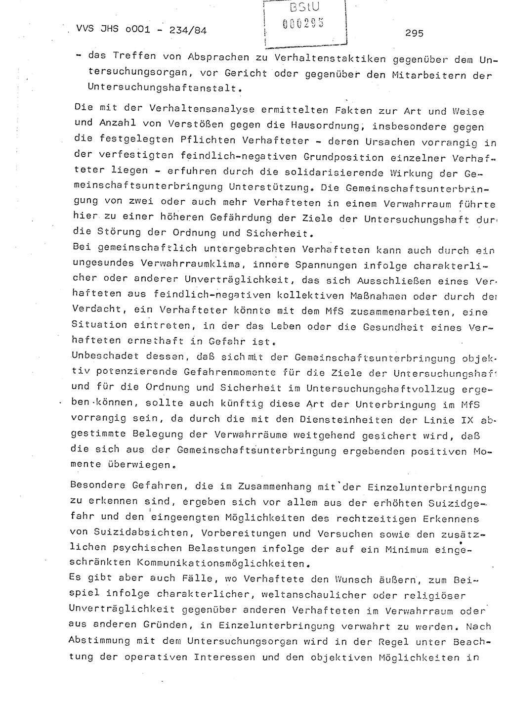 Dissertation Oberst Siegfried Rataizick (Abt. ⅩⅣ), Oberstleutnant Volkmar Heinz (Abt. ⅩⅣ), Oberstleutnant Werner Stein (HA Ⅸ), Hauptmann Heinz Conrad (JHS), Ministerium für Staatssicherheit (MfS) [Deutsche Demokratische Republik (DDR)], Juristische Hochschule (JHS), Vertrauliche Verschlußsache (VVS) o001-234/84, Potsdam 1984, Seite 295 (Diss. MfS DDR JHS VVS o001-234/84 1984, S. 295)