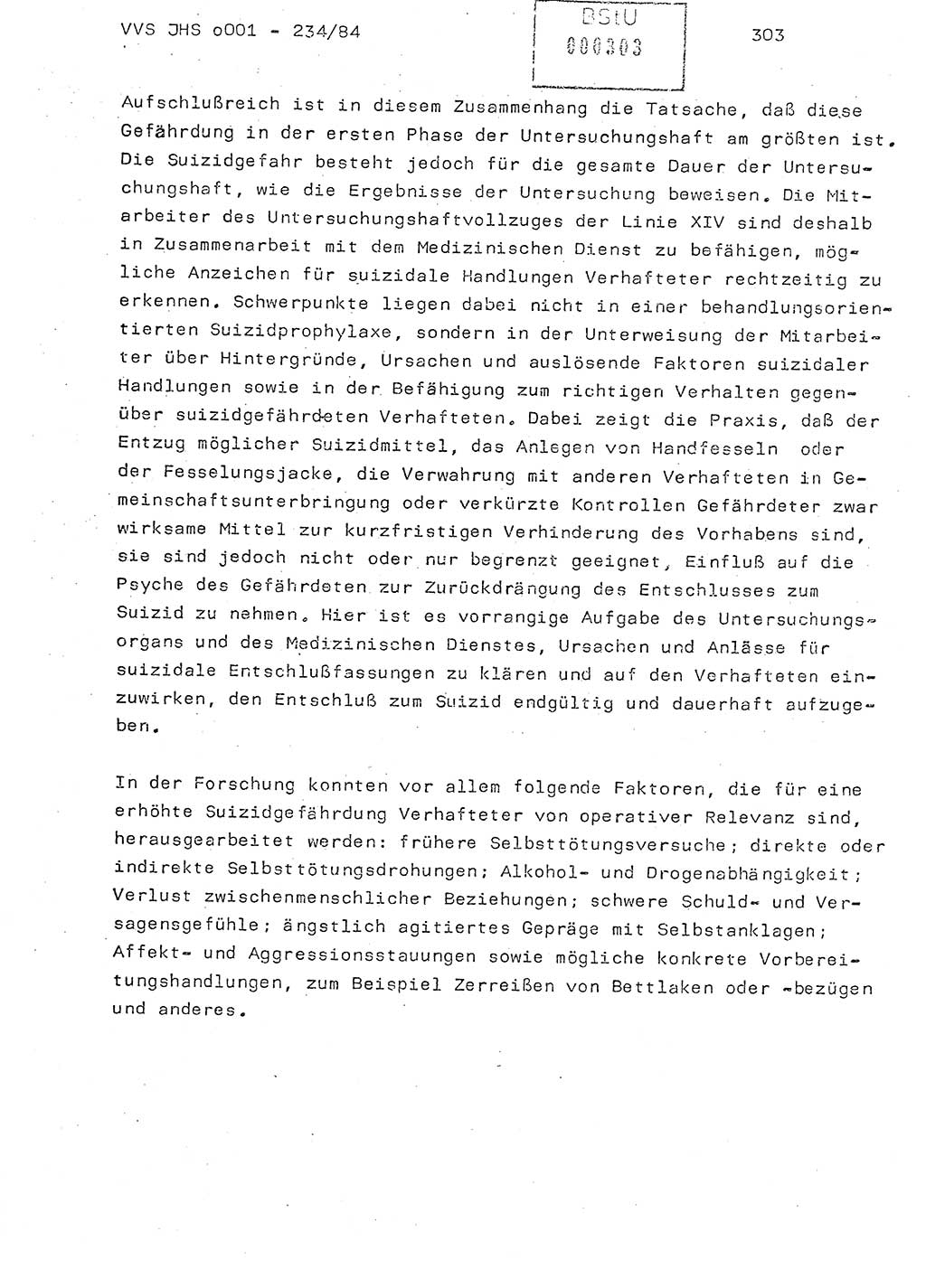 Dissertation Oberst Siegfried Rataizick (Abt. ⅩⅣ), Oberstleutnant Volkmar Heinz (Abt. ⅩⅣ), Oberstleutnant Werner Stein (HA Ⅸ), Hauptmann Heinz Conrad (JHS), Ministerium für Staatssicherheit (MfS) [Deutsche Demokratische Republik (DDR)], Juristische Hochschule (JHS), Vertrauliche Verschlußsache (VVS) o001-234/84, Potsdam 1984, Seite 303 (Diss. MfS DDR JHS VVS o001-234/84 1984, S. 303)