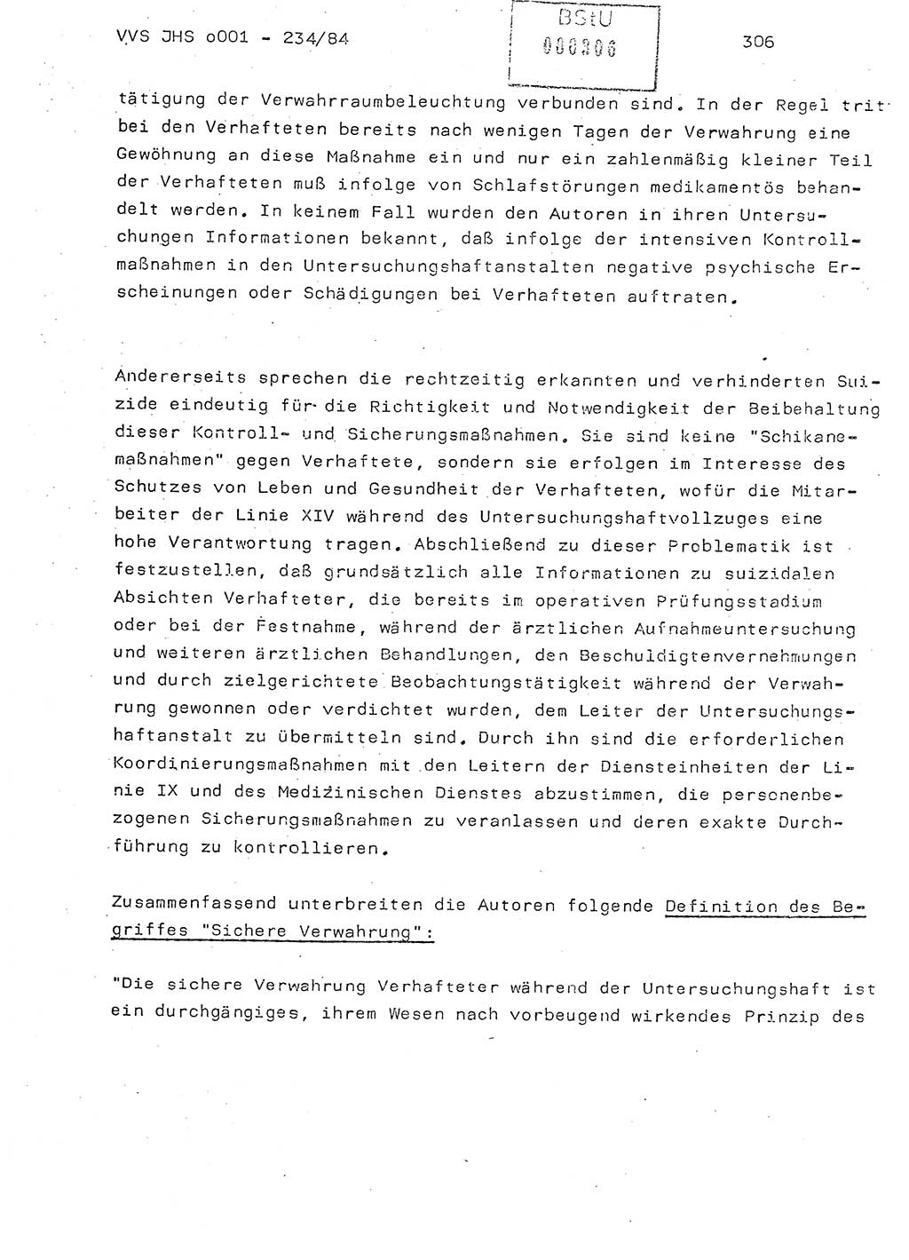 Dissertation Oberst Siegfried Rataizick (Abt. ⅩⅣ), Oberstleutnant Volkmar Heinz (Abt. ⅩⅣ), Oberstleutnant Werner Stein (HA Ⅸ), Hauptmann Heinz Conrad (JHS), Ministerium für Staatssicherheit (MfS) [Deutsche Demokratische Republik (DDR)], Juristische Hochschule (JHS), Vertrauliche Verschlußsache (VVS) o001-234/84, Potsdam 1984, Seite 306 (Diss. MfS DDR JHS VVS o001-234/84 1984, S. 306)