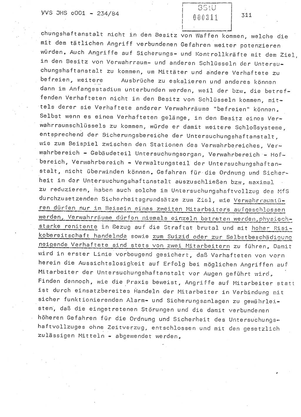 Dissertation Oberst Siegfried Rataizick (Abt. ⅩⅣ), Oberstleutnant Volkmar Heinz (Abt. ⅩⅣ), Oberstleutnant Werner Stein (HA Ⅸ), Hauptmann Heinz Conrad (JHS), Ministerium für Staatssicherheit (MfS) [Deutsche Demokratische Republik (DDR)], Juristische Hochschule (JHS), Vertrauliche Verschlußsache (VVS) o001-234/84, Potsdam 1984, Seite 311 (Diss. MfS DDR JHS VVS o001-234/84 1984, S. 311)