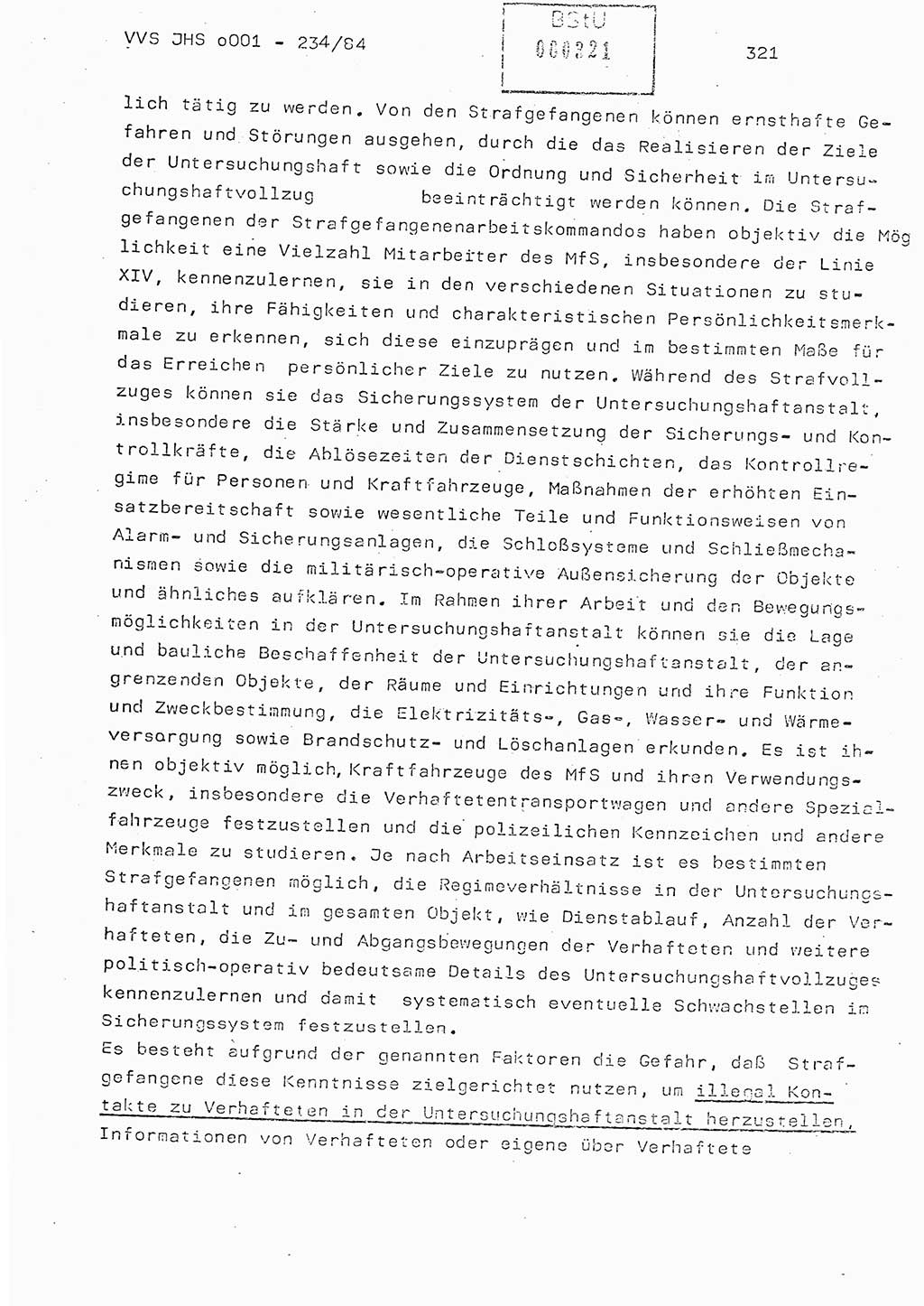 Dissertation Oberst Siegfried Rataizick (Abt. ⅩⅣ), Oberstleutnant Volkmar Heinz (Abt. ⅩⅣ), Oberstleutnant Werner Stein (HA Ⅸ), Hauptmann Heinz Conrad (JHS), Ministerium für Staatssicherheit (MfS) [Deutsche Demokratische Republik (DDR)], Juristische Hochschule (JHS), Vertrauliche Verschlußsache (VVS) o001-234/84, Potsdam 1984, Seite 321 (Diss. MfS DDR JHS VVS o001-234/84 1984, S. 321)