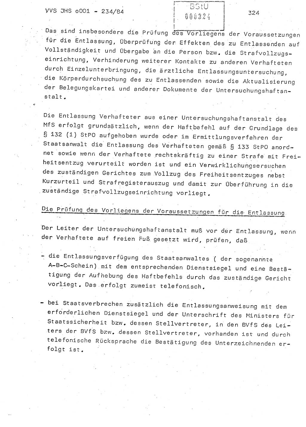 Dissertation Oberst Siegfried Rataizick (Abt. ⅩⅣ), Oberstleutnant Volkmar Heinz (Abt. ⅩⅣ), Oberstleutnant Werner Stein (HA Ⅸ), Hauptmann Heinz Conrad (JHS), Ministerium für Staatssicherheit (MfS) [Deutsche Demokratische Republik (DDR)], Juristische Hochschule (JHS), Vertrauliche Verschlußsache (VVS) o001-234/84, Potsdam 1984, Seite 324 (Diss. MfS DDR JHS VVS o001-234/84 1984, S. 324)