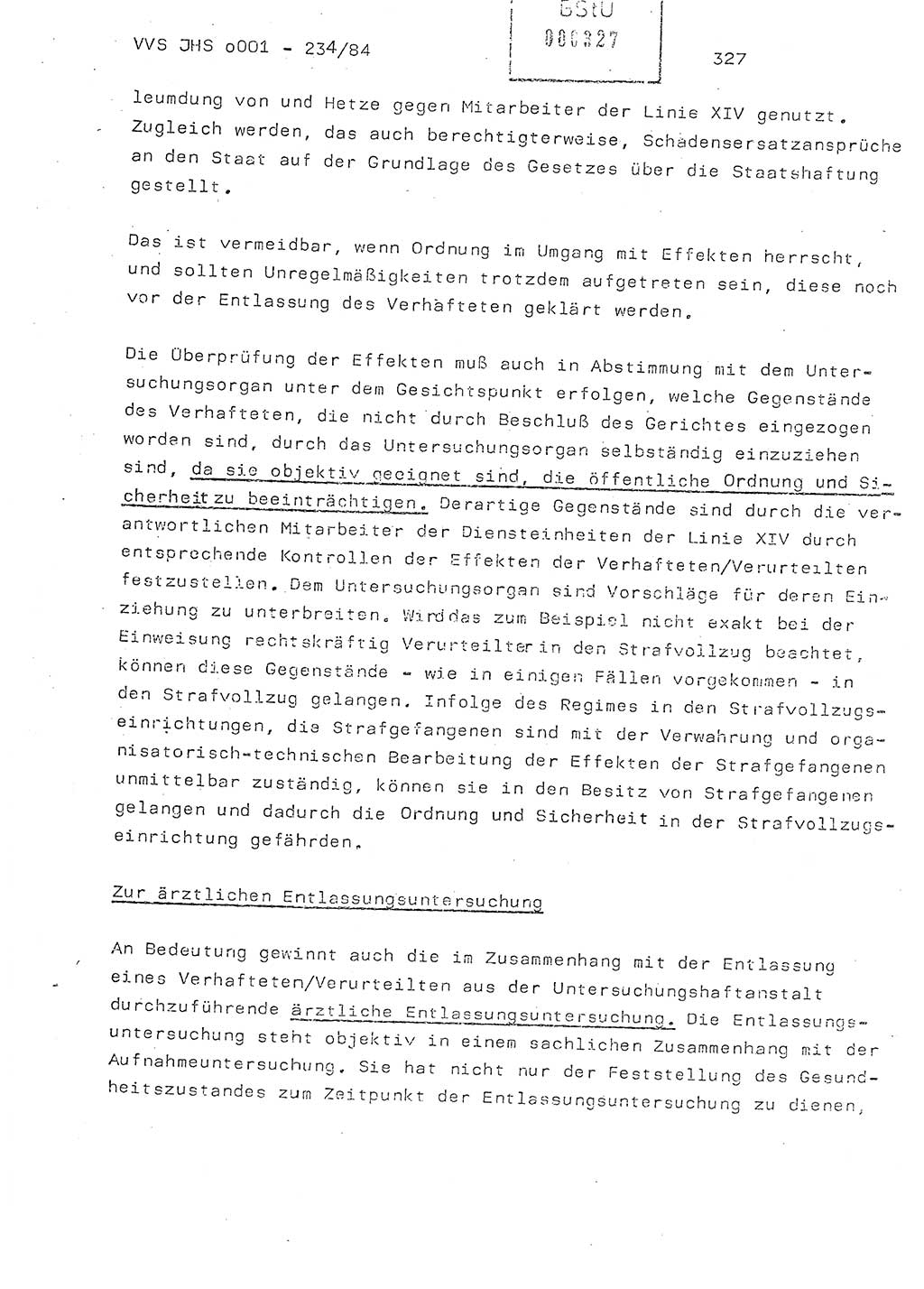Dissertation Oberst Siegfried Rataizick (Abt. ⅩⅣ), Oberstleutnant Volkmar Heinz (Abt. ⅩⅣ), Oberstleutnant Werner Stein (HA Ⅸ), Hauptmann Heinz Conrad (JHS), Ministerium für Staatssicherheit (MfS) [Deutsche Demokratische Republik (DDR)], Juristische Hochschule (JHS), Vertrauliche Verschlußsache (VVS) o001-234/84, Potsdam 1984, Seite 327 (Diss. MfS DDR JHS VVS o001-234/84 1984, S. 327)