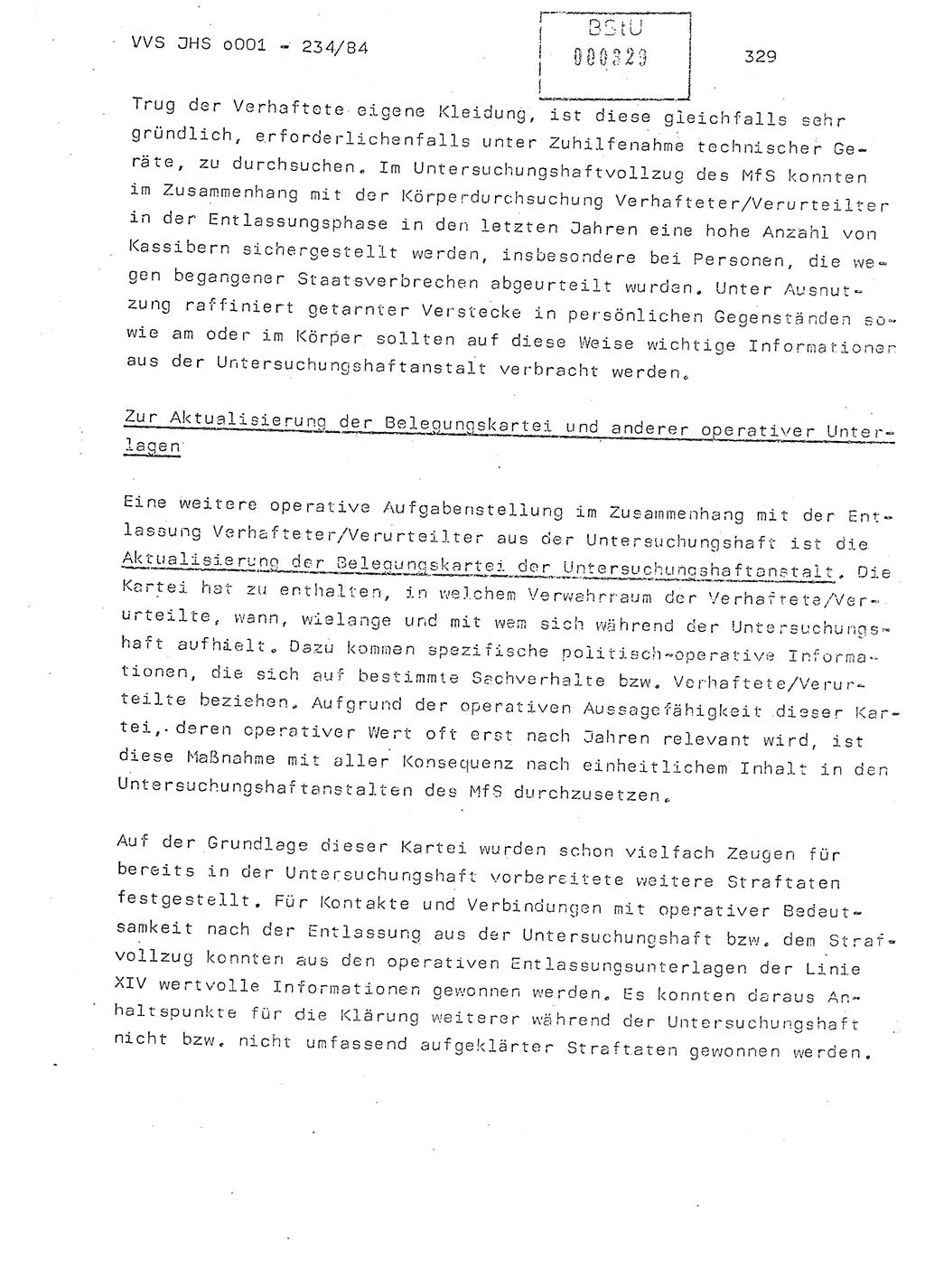 Dissertation Oberst Siegfried Rataizick (Abt. ⅩⅣ), Oberstleutnant Volkmar Heinz (Abt. ⅩⅣ), Oberstleutnant Werner Stein (HA Ⅸ), Hauptmann Heinz Conrad (JHS), Ministerium für Staatssicherheit (MfS) [Deutsche Demokratische Republik (DDR)], Juristische Hochschule (JHS), Vertrauliche Verschlußsache (VVS) o001-234/84, Potsdam 1984, Seite 329 (Diss. MfS DDR JHS VVS o001-234/84 1984, S. 329)