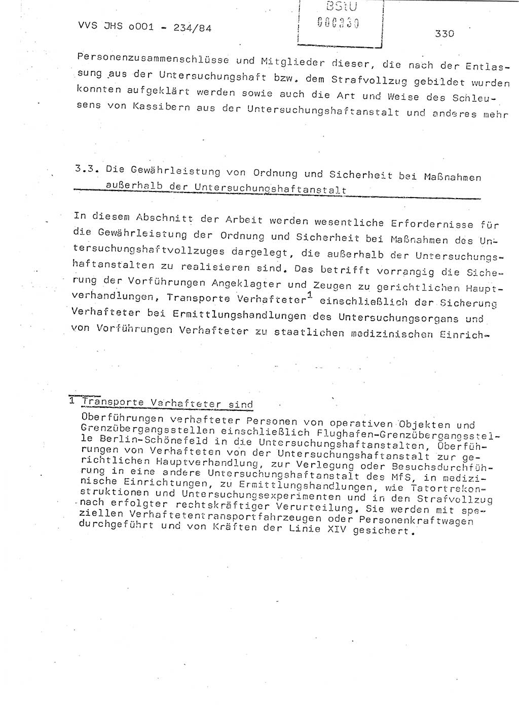 Dissertation Oberst Siegfried Rataizick (Abt. ⅩⅣ), Oberstleutnant Volkmar Heinz (Abt. ⅩⅣ), Oberstleutnant Werner Stein (HA Ⅸ), Hauptmann Heinz Conrad (JHS), Ministerium für Staatssicherheit (MfS) [Deutsche Demokratische Republik (DDR)], Juristische Hochschule (JHS), Vertrauliche Verschlußsache (VVS) o001-234/84, Potsdam 1984, Seite 330 (Diss. MfS DDR JHS VVS o001-234/84 1984, S. 330)