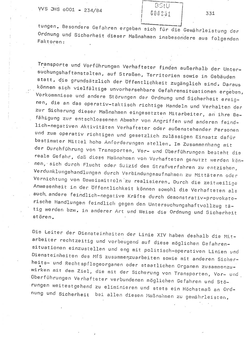 Dissertation Oberst Siegfried Rataizick (Abt. ⅩⅣ), Oberstleutnant Volkmar Heinz (Abt. ⅩⅣ), Oberstleutnant Werner Stein (HA Ⅸ), Hauptmann Heinz Conrad (JHS), Ministerium für Staatssicherheit (MfS) [Deutsche Demokratische Republik (DDR)], Juristische Hochschule (JHS), Vertrauliche Verschlußsache (VVS) o001-234/84, Potsdam 1984, Seite 331 (Diss. MfS DDR JHS VVS o001-234/84 1984, S. 331)