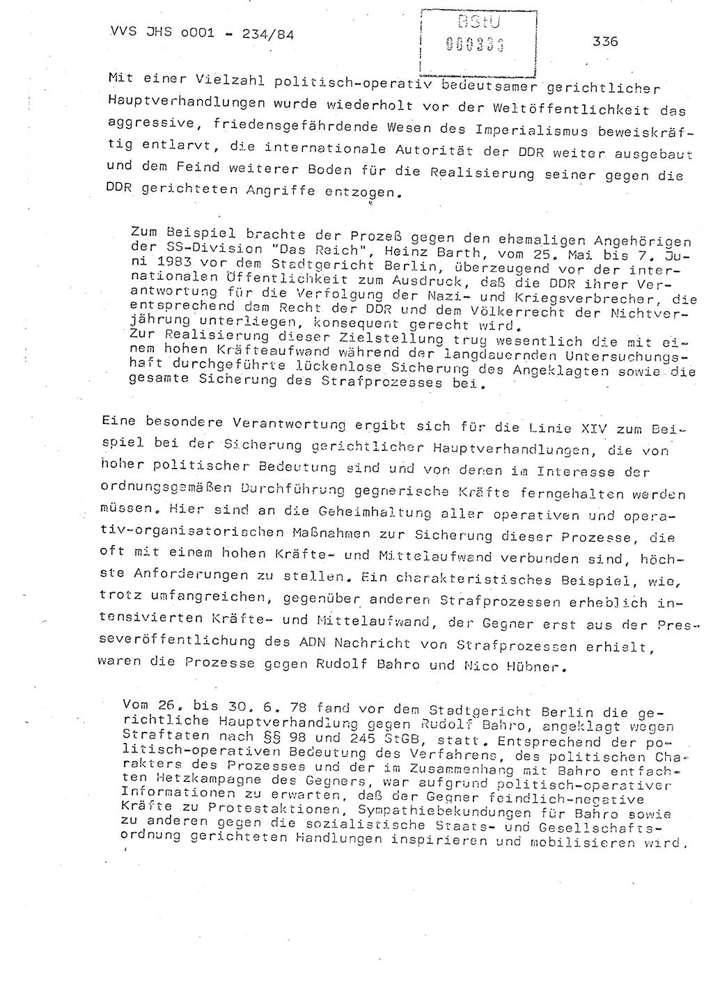 Dissertation Oberst Siegfried Rataizick (Abt. ⅩⅣ), Oberstleutnant Volkmar Heinz (Abt. ⅩⅣ), Oberstleutnant Werner Stein (HA Ⅸ), Hauptmann Heinz Conrad (JHS), Ministerium für Staatssicherheit (MfS) [Deutsche Demokratische Republik (DDR)], Juristische Hochschule (JHS), Vertrauliche Verschlußsache (VVS) o001-234/84, Potsdam 1984, Seite 336 (Diss. MfS DDR JHS VVS o001-234/84 1984, S. 336)