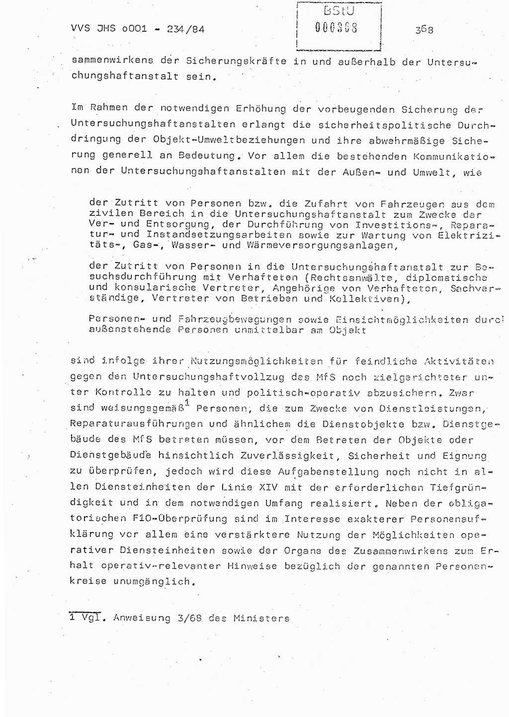 Dissertation Oberst Siegfried Rataizick (Abt. ⅩⅣ), Oberstleutnant Volkmar Heinz (Abt. ⅩⅣ), Oberstleutnant Werner Stein (HA Ⅸ), Hauptmann Heinz Conrad (JHS), Ministerium für Staatssicherheit (MfS) [Deutsche Demokratische Republik (DDR)], Juristische Hochschule (JHS), Vertrauliche Verschlußsache (VVS) o001-234/84, Potsdam 1984, Seite 368 (Diss. MfS DDR JHS VVS o001-234/84 1984, S. 368)