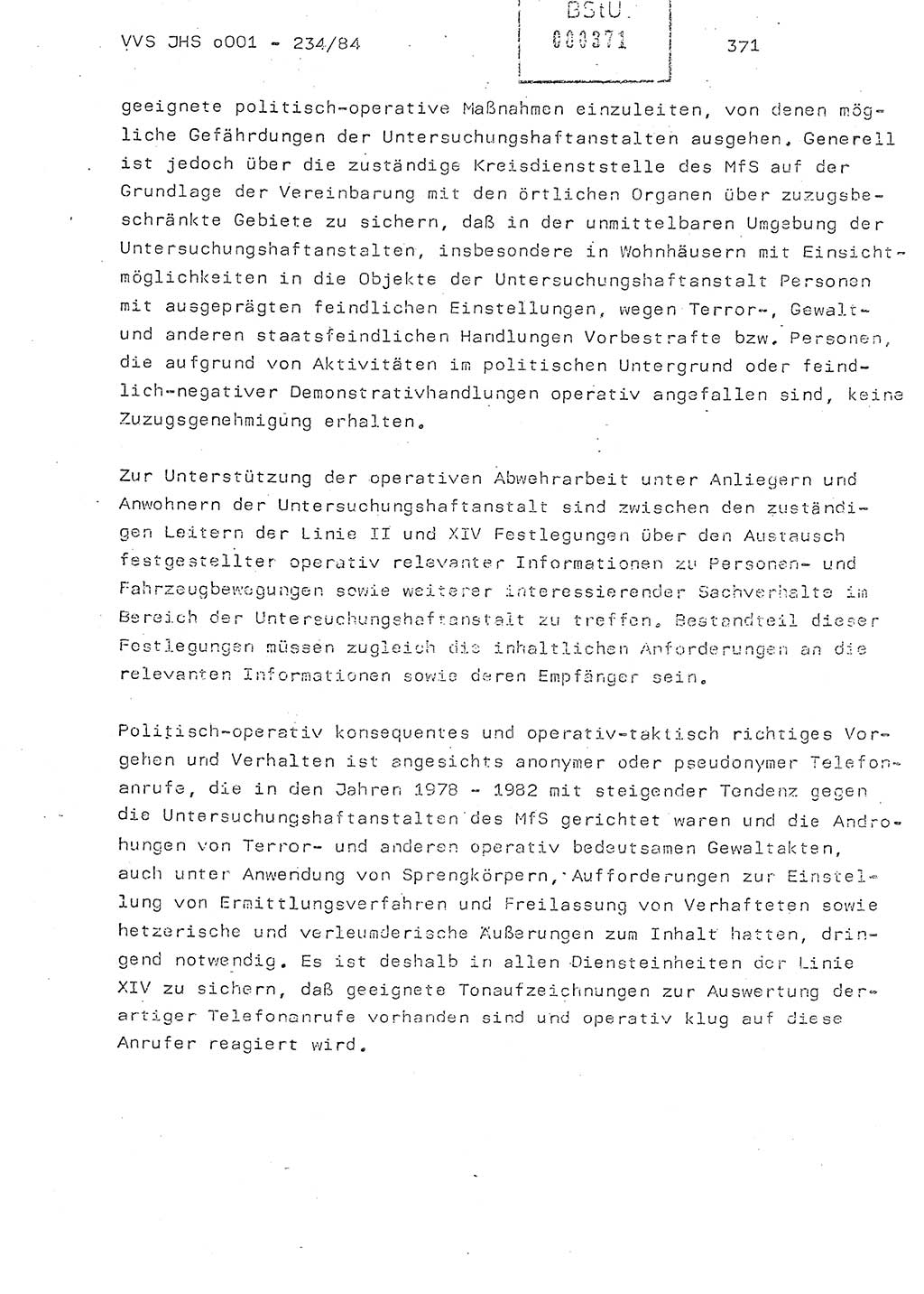 Dissertation Oberst Siegfried Rataizick (Abt. ⅩⅣ), Oberstleutnant Volkmar Heinz (Abt. ⅩⅣ), Oberstleutnant Werner Stein (HA Ⅸ), Hauptmann Heinz Conrad (JHS), Ministerium für Staatssicherheit (MfS) [Deutsche Demokratische Republik (DDR)], Juristische Hochschule (JHS), Vertrauliche Verschlußsache (VVS) o001-234/84, Potsdam 1984, Seite 371 (Diss. MfS DDR JHS VVS o001-234/84 1984, S. 371)
