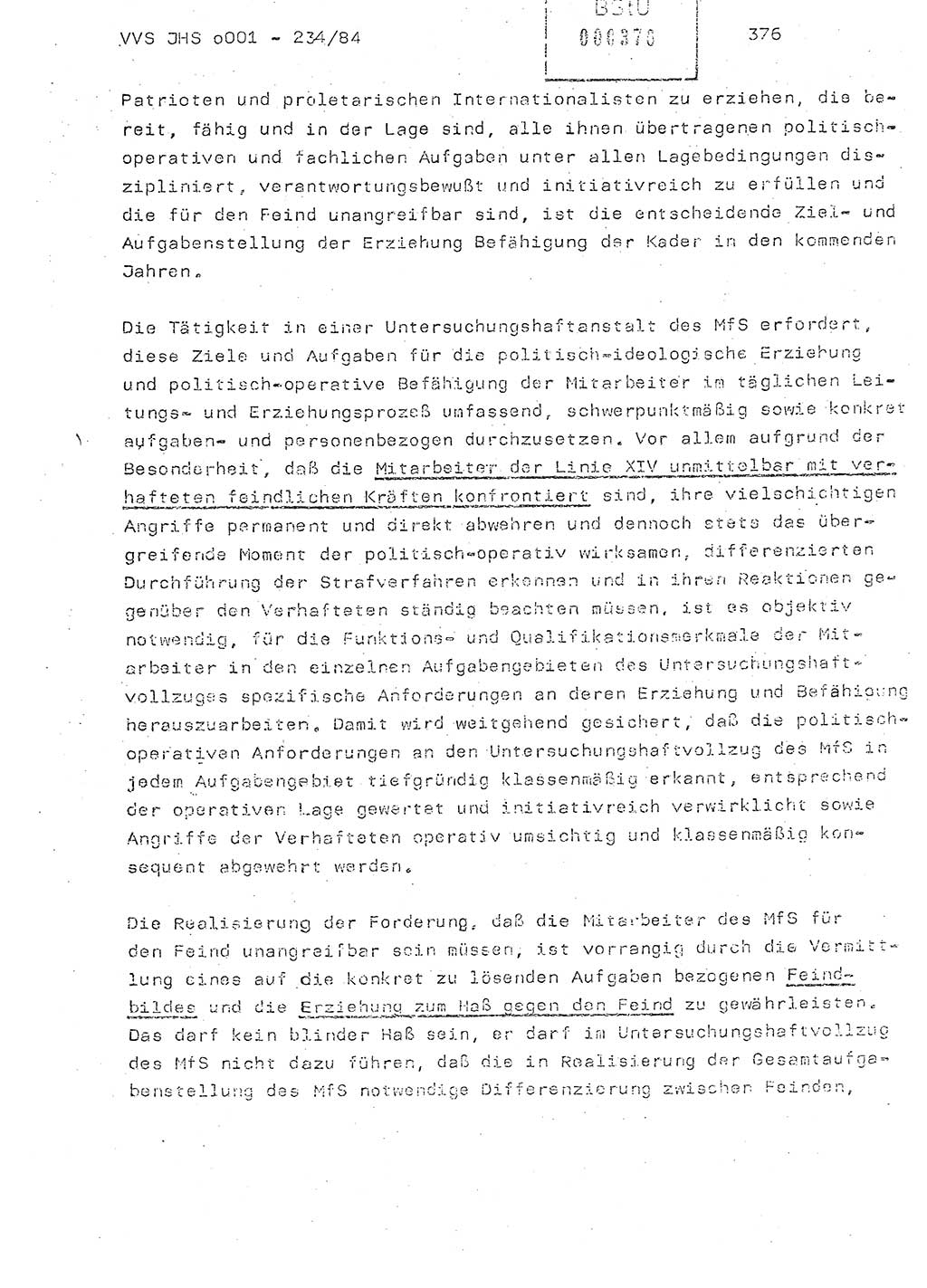 Dissertation Oberst Siegfried Rataizick (Abt. ⅩⅣ), Oberstleutnant Volkmar Heinz (Abt. ⅩⅣ), Oberstleutnant Werner Stein (HA Ⅸ), Hauptmann Heinz Conrad (JHS), Ministerium für Staatssicherheit (MfS) [Deutsche Demokratische Republik (DDR)], Juristische Hochschule (JHS), Vertrauliche Verschlußsache (VVS) o001-234/84, Potsdam 1984, Seite 376 (Diss. MfS DDR JHS VVS o001-234/84 1984, S. 376)