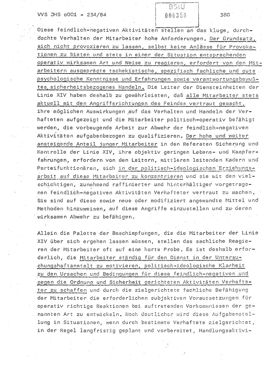 Dissertation Oberst Siegfried Rataizick (Abt. ⅩⅣ), Oberstleutnant Volkmar Heinz (Abt. ⅩⅣ), Oberstleutnant Werner Stein (HA Ⅸ), Hauptmann Heinz Conrad (JHS), Ministerium für Staatssicherheit (MfS) [Deutsche Demokratische Republik (DDR)], Juristische Hochschule (JHS), Vertrauliche Verschlußsache (VVS) o001-234/84, Potsdam 1984, Seite 380 (Diss. MfS DDR JHS VVS o001-234/84 1984, S. 380)