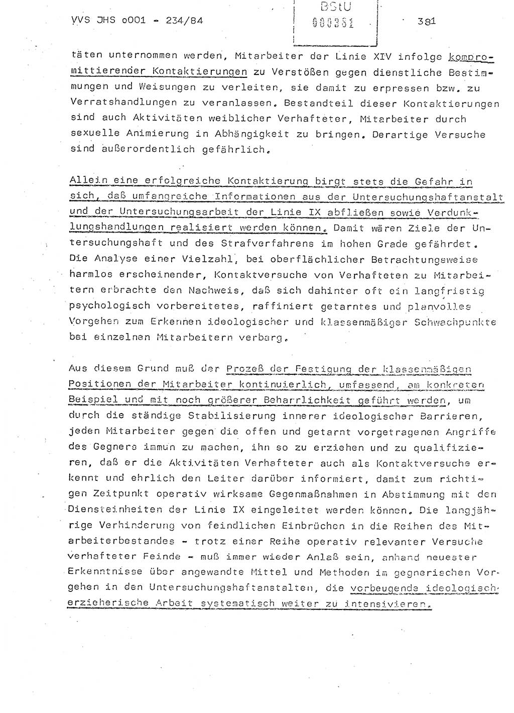 Dissertation Oberst Siegfried Rataizick (Abt. ⅩⅣ), Oberstleutnant Volkmar Heinz (Abt. ⅩⅣ), Oberstleutnant Werner Stein (HA Ⅸ), Hauptmann Heinz Conrad (JHS), Ministerium für Staatssicherheit (MfS) [Deutsche Demokratische Republik (DDR)], Juristische Hochschule (JHS), Vertrauliche Verschlußsache (VVS) o001-234/84, Potsdam 1984, Seite 381 (Diss. MfS DDR JHS VVS o001-234/84 1984, S. 381)