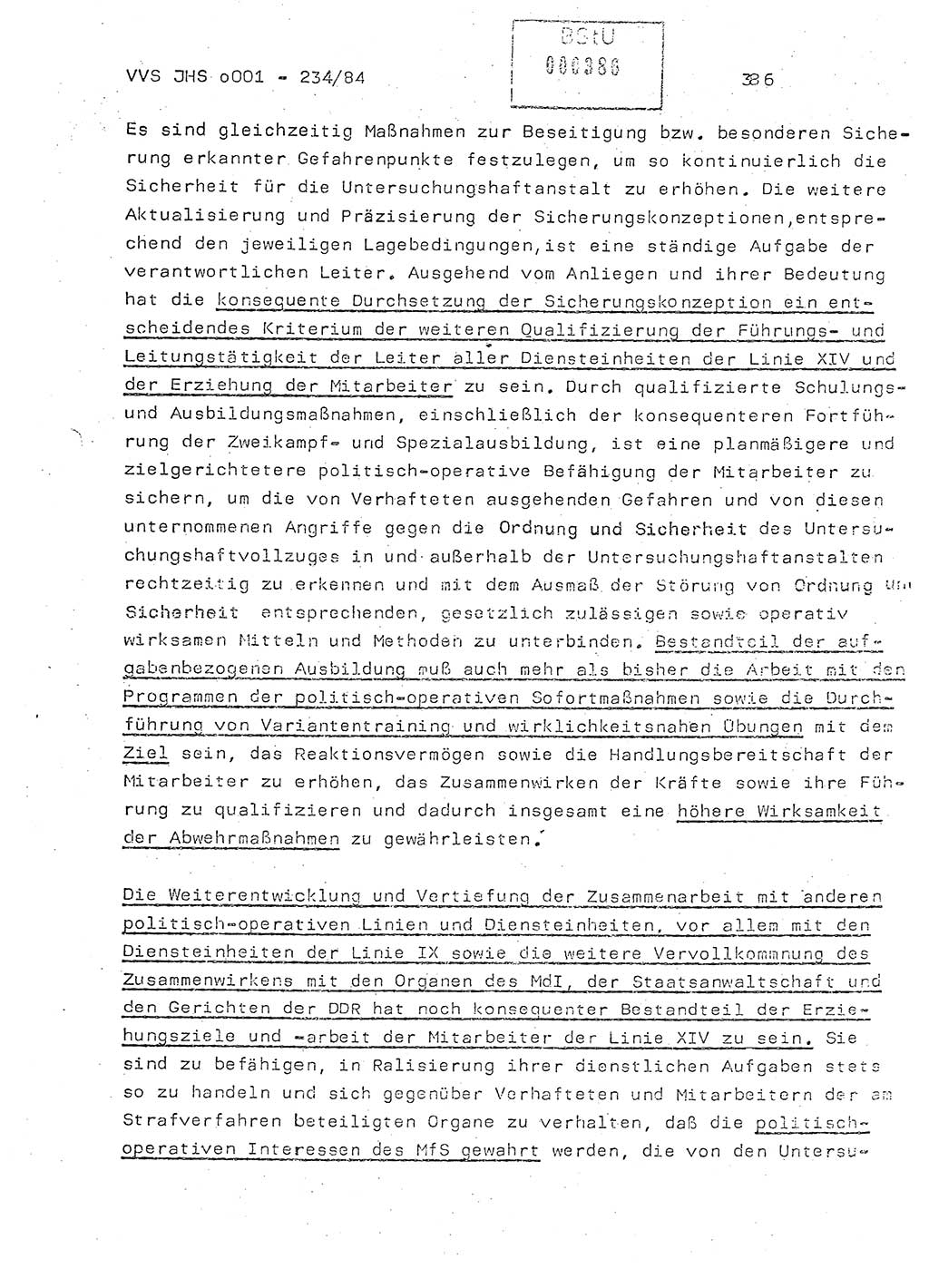 Dissertation Oberst Siegfried Rataizick (Abt. ⅩⅣ), Oberstleutnant Volkmar Heinz (Abt. ⅩⅣ), Oberstleutnant Werner Stein (HA Ⅸ), Hauptmann Heinz Conrad (JHS), Ministerium für Staatssicherheit (MfS) [Deutsche Demokratische Republik (DDR)], Juristische Hochschule (JHS), Vertrauliche Verschlußsache (VVS) o001-234/84, Potsdam 1984, Seite 386 (Diss. MfS DDR JHS VVS o001-234/84 1984, S. 386)