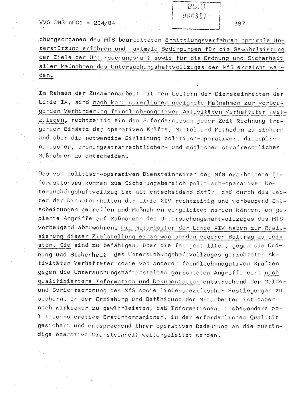 Dissertation Oberst Siegfried Rataizick (Abt. ⅩⅣ), Oberstleutnant Volkmar Heinz (Abt. ⅩⅣ), Oberstleutnant Werner Stein (HA Ⅸ), Hauptmann Heinz Conrad (JHS), Ministerium für Staatssicherheit (MfS) [Deutsche Demokratische Republik (DDR)], Juristische Hochschule (JHS), Vertrauliche Verschlußsache (VVS) o001-234/84, Potsdam 1984, Seite 387 (Diss. MfS DDR JHS VVS o001-234/84 1984, S. 387)