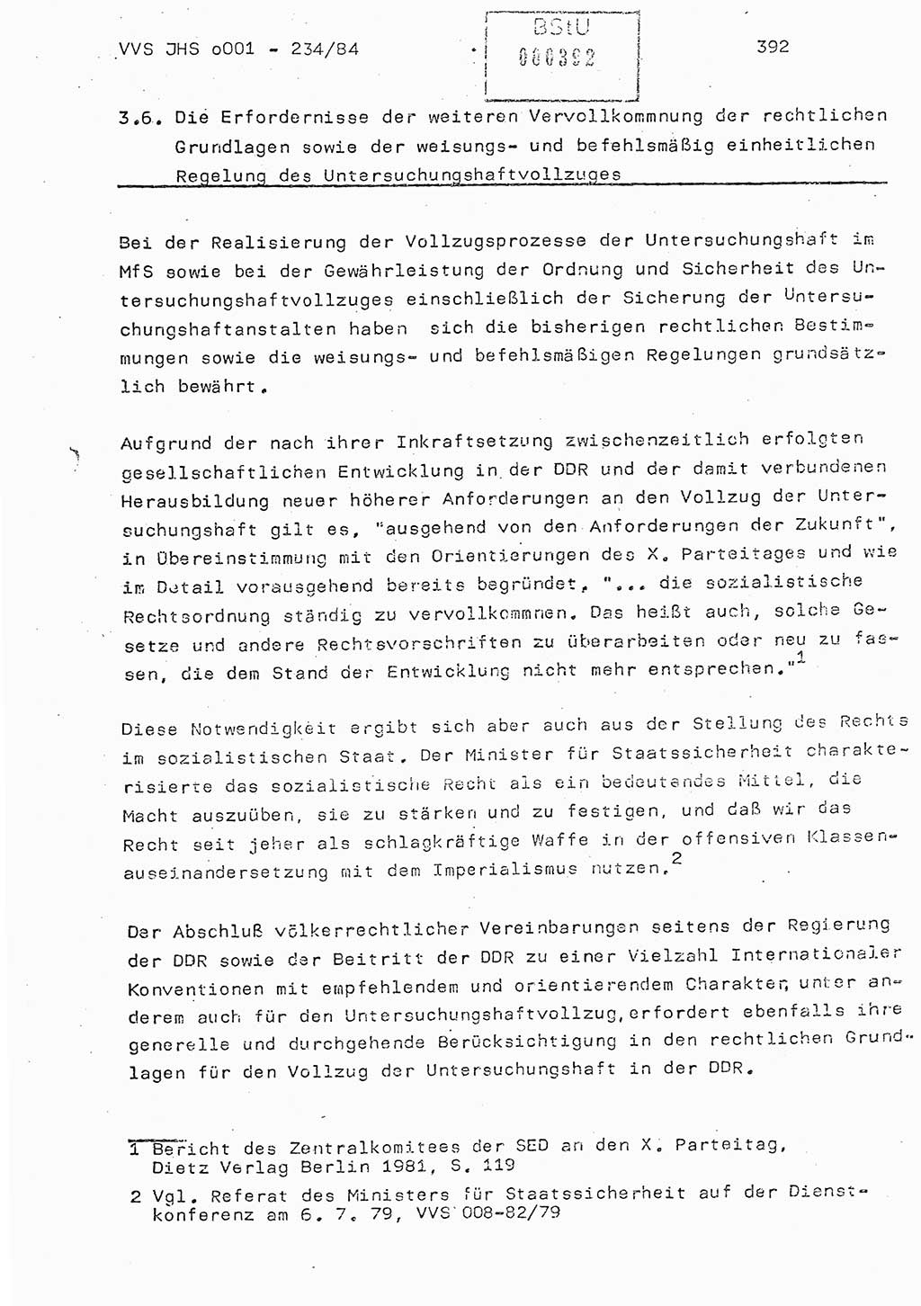 Dissertation Oberst Siegfried Rataizick (Abt. ⅩⅣ), Oberstleutnant Volkmar Heinz (Abt. ⅩⅣ), Oberstleutnant Werner Stein (HA Ⅸ), Hauptmann Heinz Conrad (JHS), Ministerium für Staatssicherheit (MfS) [Deutsche Demokratische Republik (DDR)], Juristische Hochschule (JHS), Vertrauliche Verschlußsache (VVS) o001-234/84, Potsdam 1984, Seite 392 (Diss. MfS DDR JHS VVS o001-234/84 1984, S. 392)