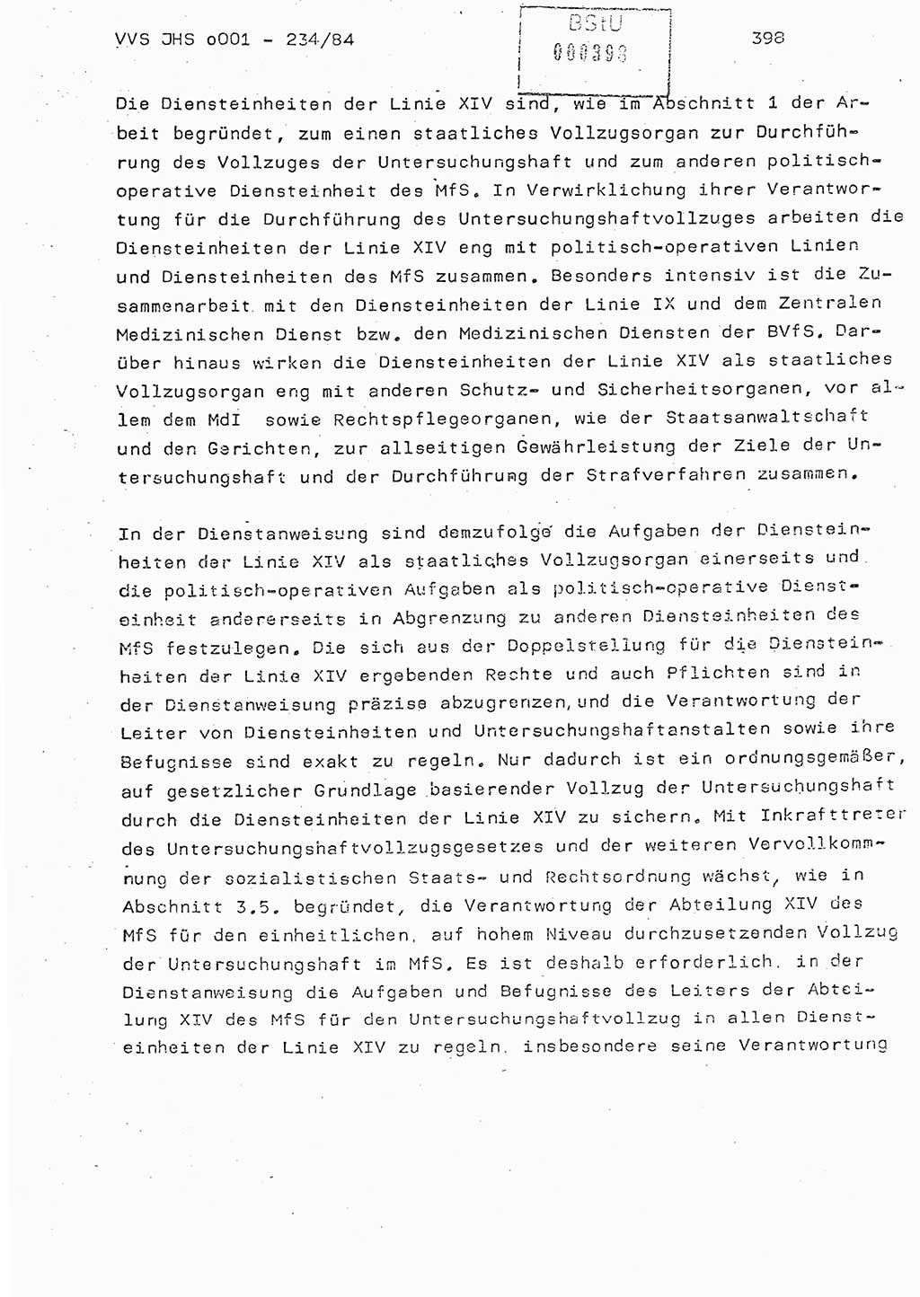 Dissertation Oberst Siegfried Rataizick (Abt. ⅩⅣ), Oberstleutnant Volkmar Heinz (Abt. ⅩⅣ), Oberstleutnant Werner Stein (HA Ⅸ), Hauptmann Heinz Conrad (JHS), Ministerium für Staatssicherheit (MfS) [Deutsche Demokratische Republik (DDR)], Juristische Hochschule (JHS), Vertrauliche Verschlußsache (VVS) o001-234/84, Potsdam 1984, Seite 398 (Diss. MfS DDR JHS VVS o001-234/84 1984, S. 398)