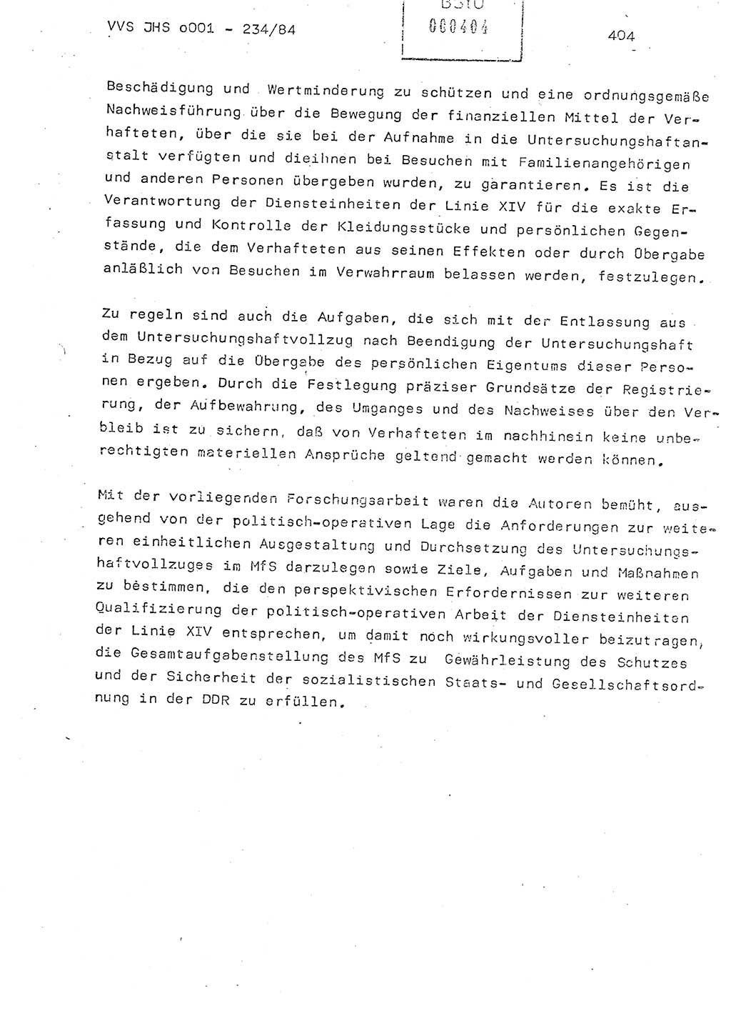 Dissertation Oberst Siegfried Rataizick (Abt. ⅩⅣ), Oberstleutnant Volkmar Heinz (Abt. ⅩⅣ), Oberstleutnant Werner Stein (HA Ⅸ), Hauptmann Heinz Conrad (JHS), Ministerium für Staatssicherheit (MfS) [Deutsche Demokratische Republik (DDR)], Juristische Hochschule (JHS), Vertrauliche Verschlußsache (VVS) o001-234/84, Potsdam 1984, Seite 404 (Diss. MfS DDR JHS VVS o001-234/84 1984, S. 404)