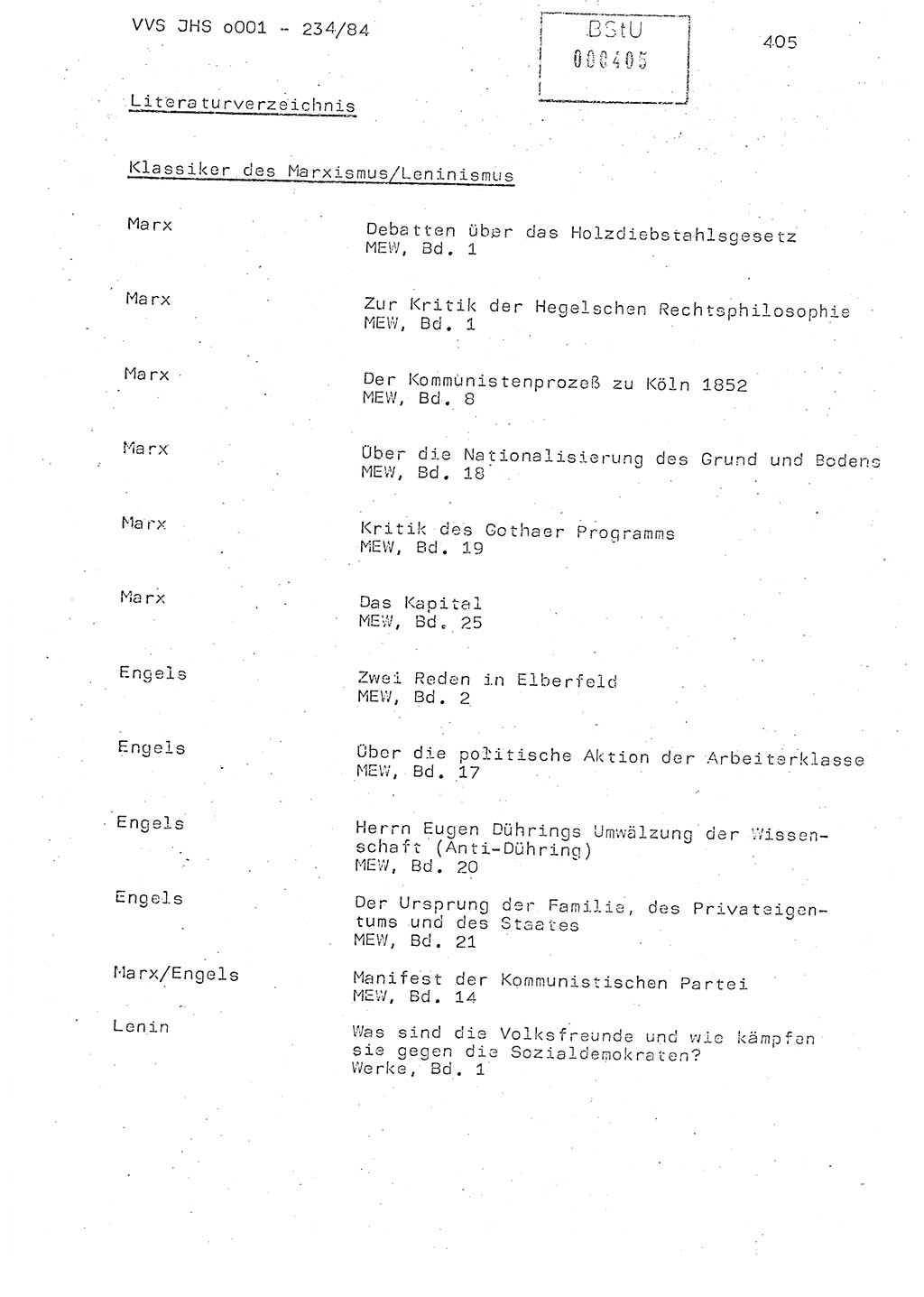 Dissertation Oberst Siegfried Rataizick (Abt. ⅩⅣ), Oberstleutnant Volkmar Heinz (Abt. ⅩⅣ), Oberstleutnant Werner Stein (HA Ⅸ), Hauptmann Heinz Conrad (JHS), Ministerium für Staatssicherheit (MfS) [Deutsche Demokratische Republik (DDR)], Juristische Hochschule (JHS), Vertrauliche Verschlußsache (VVS) o001-234/84, Potsdam 1984, Seite 405 (Diss. MfS DDR JHS VVS o001-234/84 1984, S. 405)