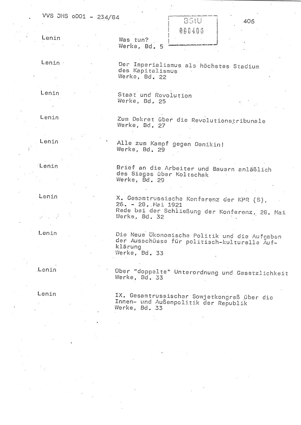 Dissertation Oberst Siegfried Rataizick (Abt. ⅩⅣ), Oberstleutnant Volkmar Heinz (Abt. ⅩⅣ), Oberstleutnant Werner Stein (HA Ⅸ), Hauptmann Heinz Conrad (JHS), Ministerium für Staatssicherheit (MfS) [Deutsche Demokratische Republik (DDR)], Juristische Hochschule (JHS), Vertrauliche Verschlußsache (VVS) o001-234/84, Potsdam 1984, Seite 406 (Diss. MfS DDR JHS VVS o001-234/84 1984, S. 406)