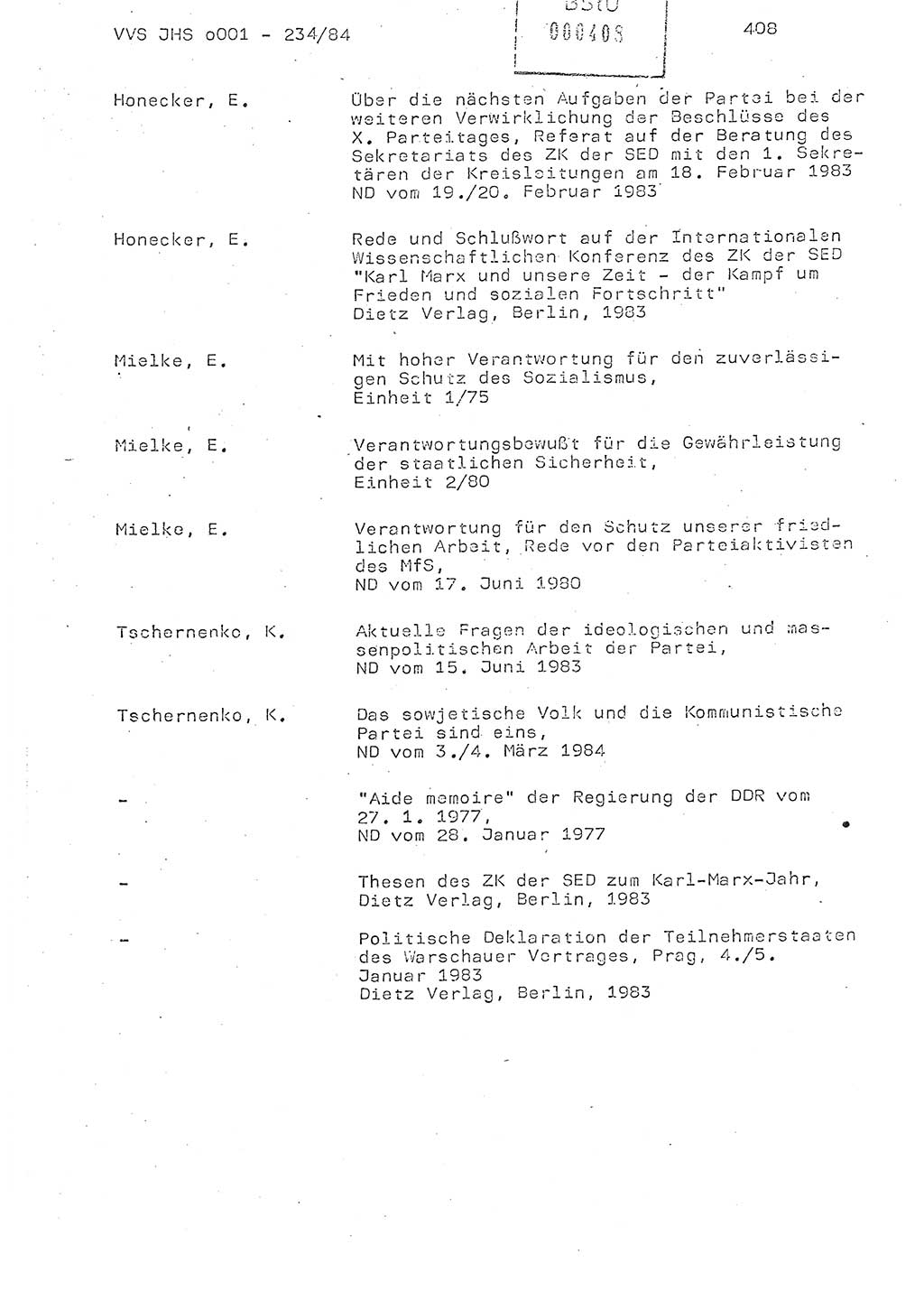 Dissertation Oberst Siegfried Rataizick (Abt. ⅩⅣ), Oberstleutnant Volkmar Heinz (Abt. ⅩⅣ), Oberstleutnant Werner Stein (HA Ⅸ), Hauptmann Heinz Conrad (JHS), Ministerium für Staatssicherheit (MfS) [Deutsche Demokratische Republik (DDR)], Juristische Hochschule (JHS), Vertrauliche Verschlußsache (VVS) o001-234/84, Potsdam 1984, Seite 408 (Diss. MfS DDR JHS VVS o001-234/84 1984, S. 408)