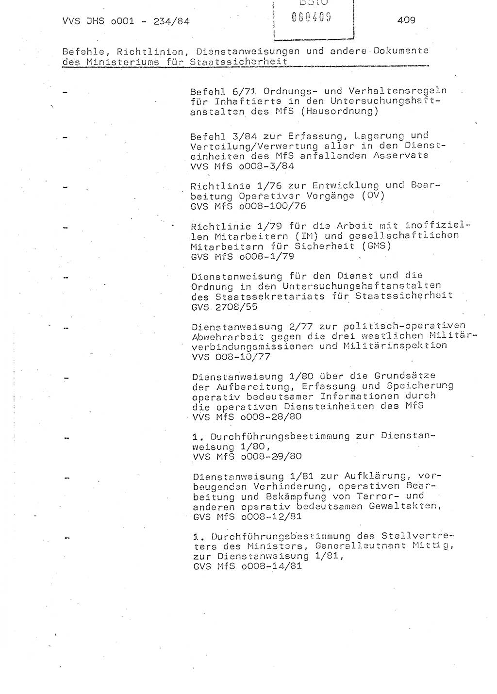 Dissertation Oberst Siegfried Rataizick (Abt. ⅩⅣ), Oberstleutnant Volkmar Heinz (Abt. ⅩⅣ), Oberstleutnant Werner Stein (HA Ⅸ), Hauptmann Heinz Conrad (JHS), Ministerium für Staatssicherheit (MfS) [Deutsche Demokratische Republik (DDR)], Juristische Hochschule (JHS), Vertrauliche Verschlußsache (VVS) o001-234/84, Potsdam 1984, Seite 409 (Diss. MfS DDR JHS VVS o001-234/84 1984, S. 409)