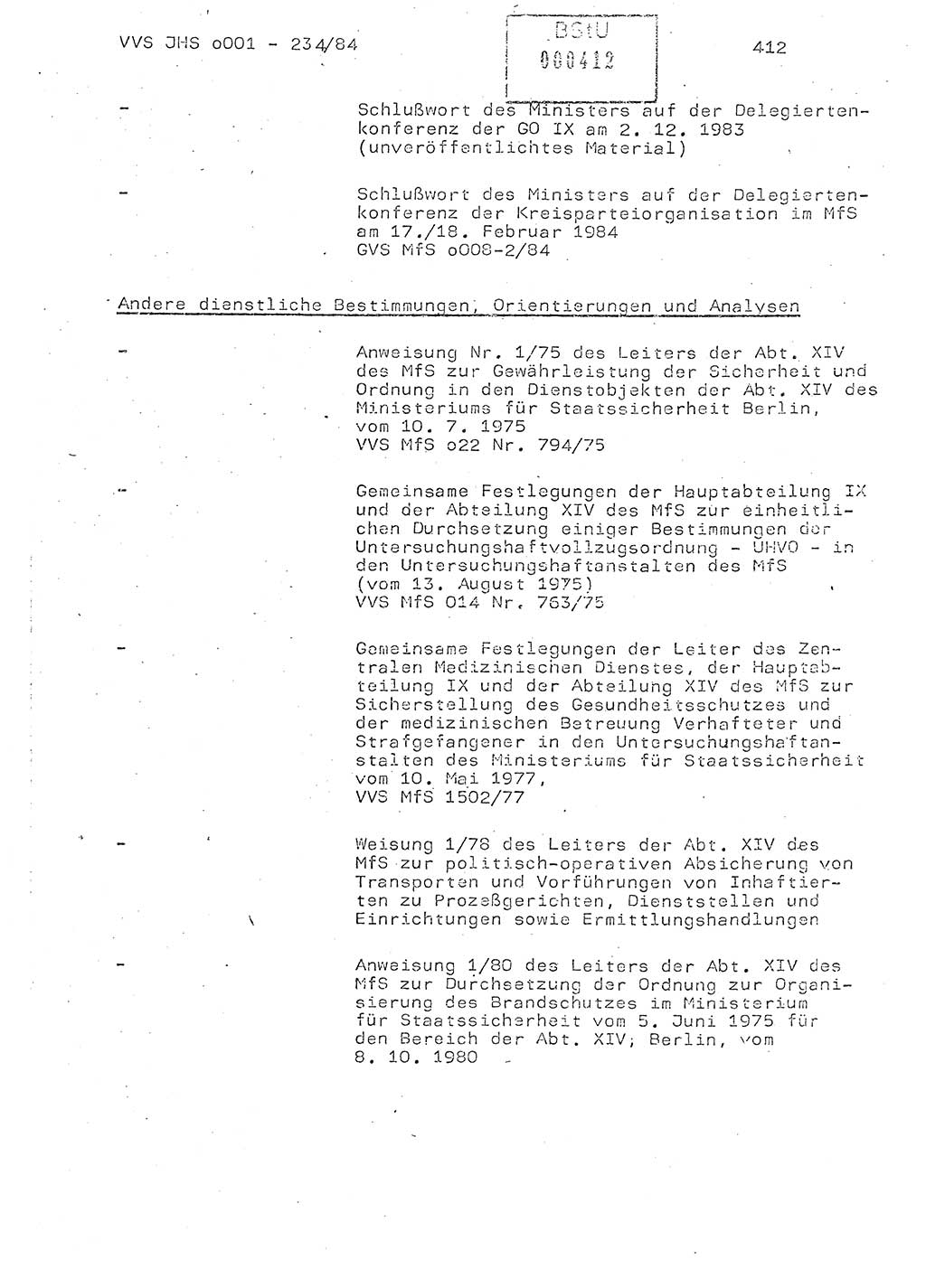 Dissertation Oberst Siegfried Rataizick (Abt. ⅩⅣ), Oberstleutnant Volkmar Heinz (Abt. ⅩⅣ), Oberstleutnant Werner Stein (HA Ⅸ), Hauptmann Heinz Conrad (JHS), Ministerium für Staatssicherheit (MfS) [Deutsche Demokratische Republik (DDR)], Juristische Hochschule (JHS), Vertrauliche Verschlußsache (VVS) o001-234/84, Potsdam 1984, Seite 412 (Diss. MfS DDR JHS VVS o001-234/84 1984, S. 412)