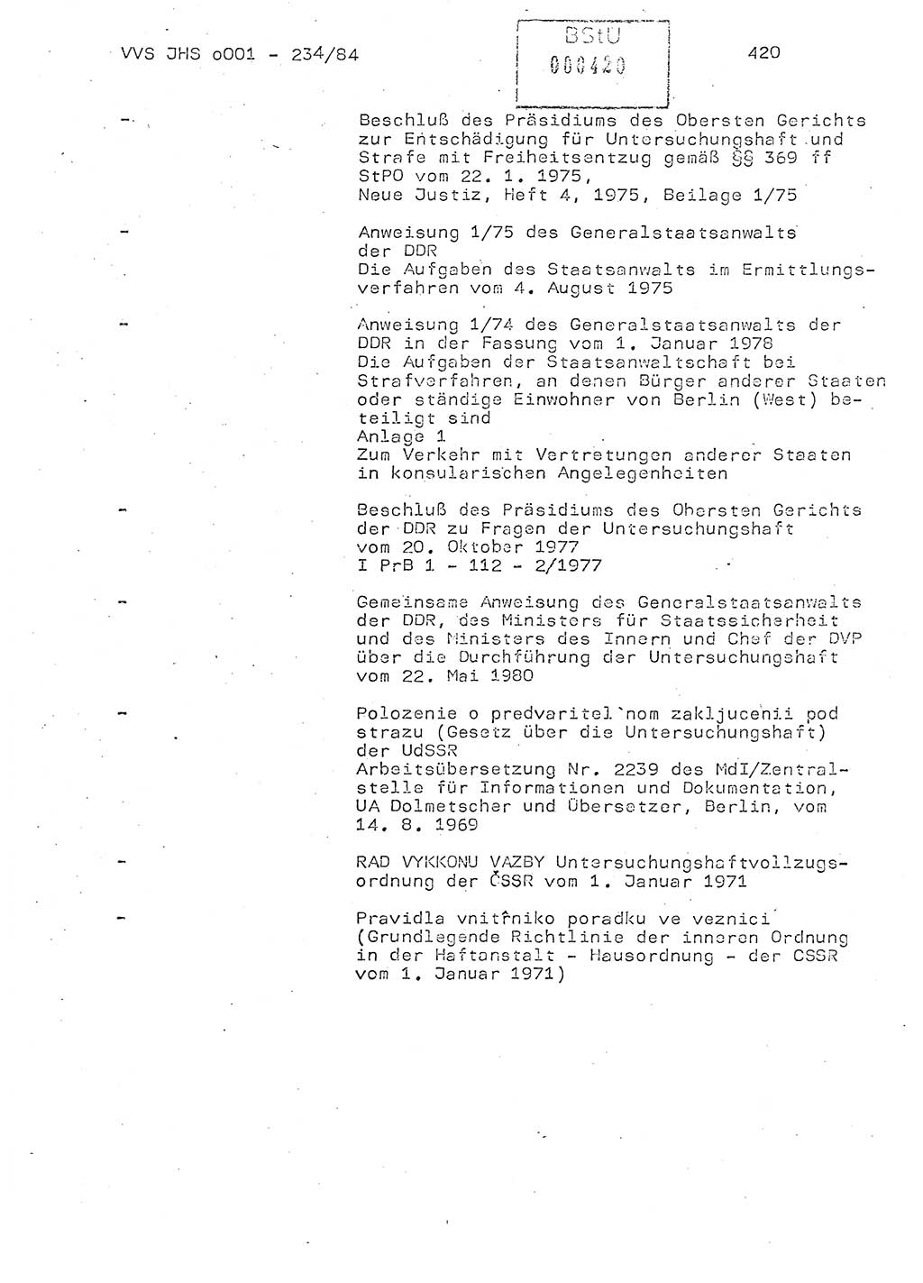 Dissertation Oberst Siegfried Rataizick (Abt. ⅩⅣ), Oberstleutnant Volkmar Heinz (Abt. ⅩⅣ), Oberstleutnant Werner Stein (HA Ⅸ), Hauptmann Heinz Conrad (JHS), Ministerium für Staatssicherheit (MfS) [Deutsche Demokratische Republik (DDR)], Juristische Hochschule (JHS), Vertrauliche Verschlußsache (VVS) o001-234/84, Potsdam 1984, Seite 420 (Diss. MfS DDR JHS VVS o001-234/84 1984, S. 420)