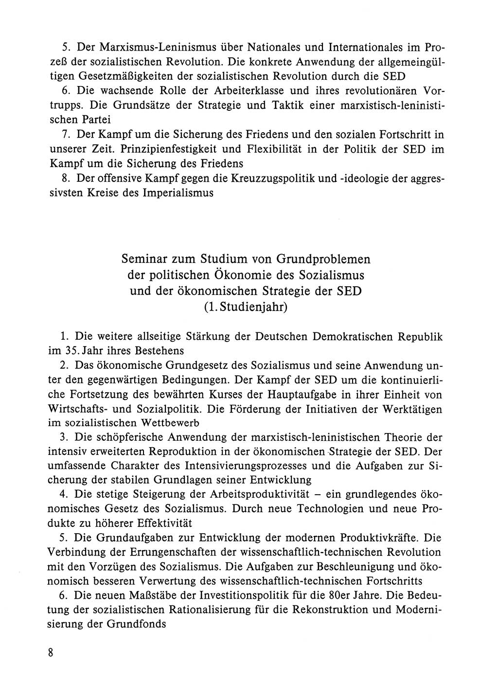 Dokumente der Sozialistischen Einheitspartei Deutschlands (SED) [Deutsche Demokratische Republik (DDR)] 1984-1985, Seite 8 (Dok. SED DDR 1984-1985, S. 8)