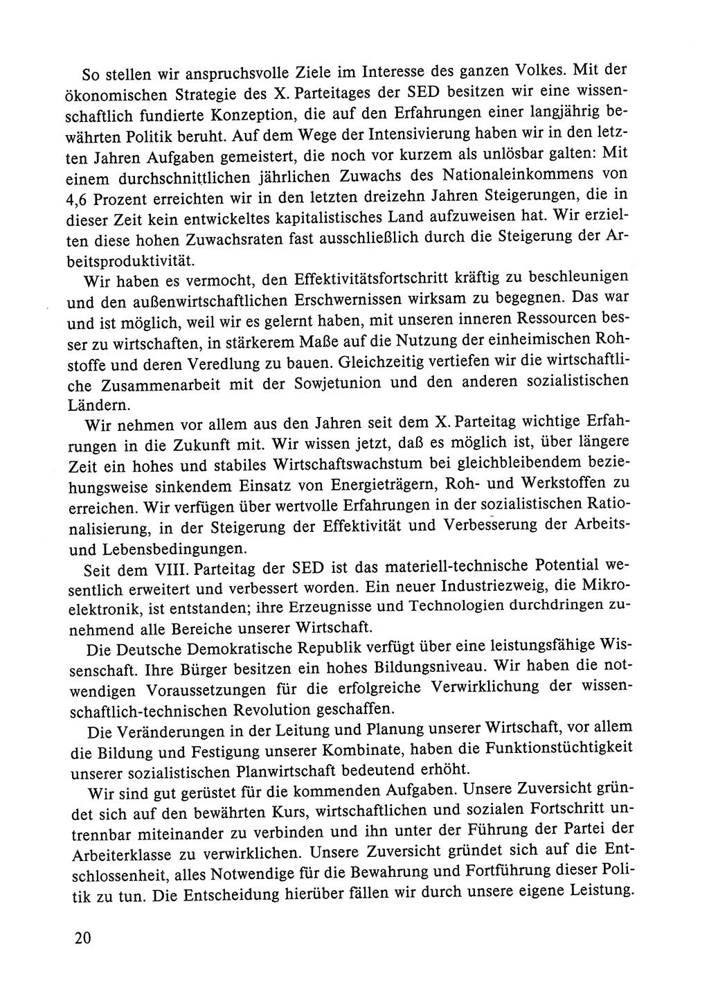 Dokumente der Sozialistischen Einheitspartei Deutschlands (SED) [Deutsche Demokratische Republik (DDR)] 1984-1985, Seite 20 (Dok. SED DDR 1984-1985, S. 20)