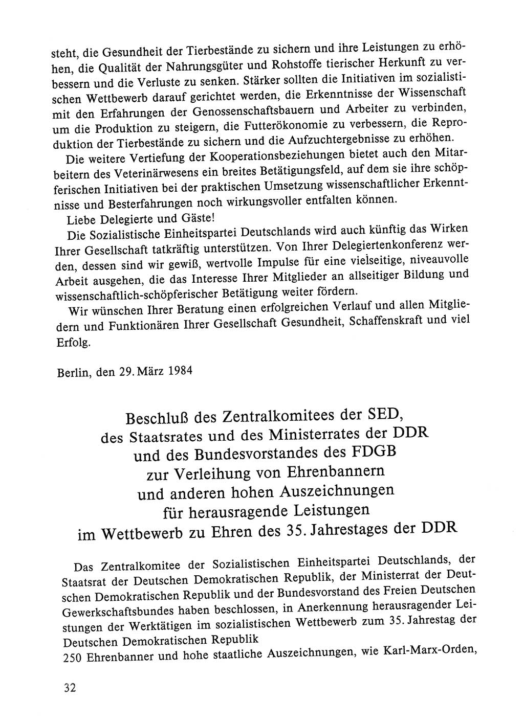 Dokumente der Sozialistischen Einheitspartei Deutschlands (SED) [Deutsche Demokratische Republik (DDR)] 1984-1985, Seite 32 (Dok. SED DDR 1984-1985, S. 32)
