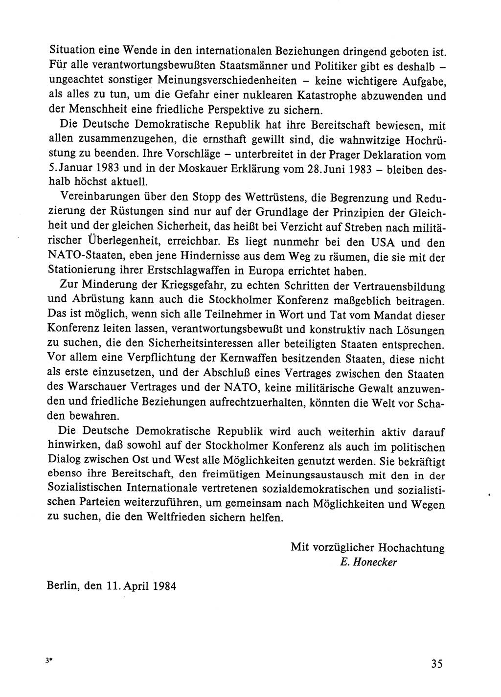 Dokumente der Sozialistischen Einheitspartei Deutschlands (SED) [Deutsche Demokratische Republik (DDR)] 1984-1985, Seite 35 (Dok. SED DDR 1984-1985, S. 35)