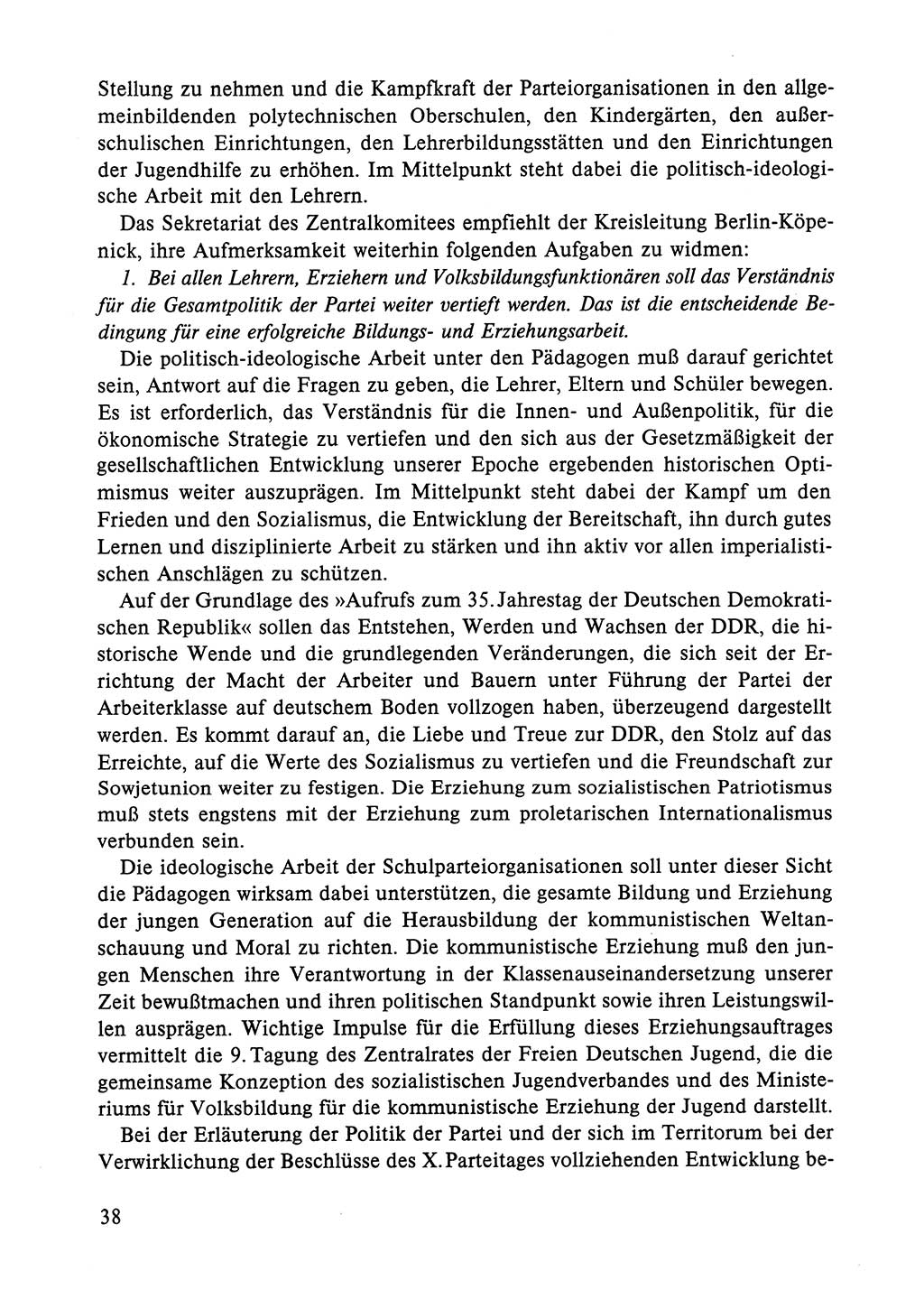 Dokumente der Sozialistischen Einheitspartei Deutschlands (SED) [Deutsche Demokratische Republik (DDR)] 1984-1985, Seite 38 (Dok. SED DDR 1984-1985, S. 38)