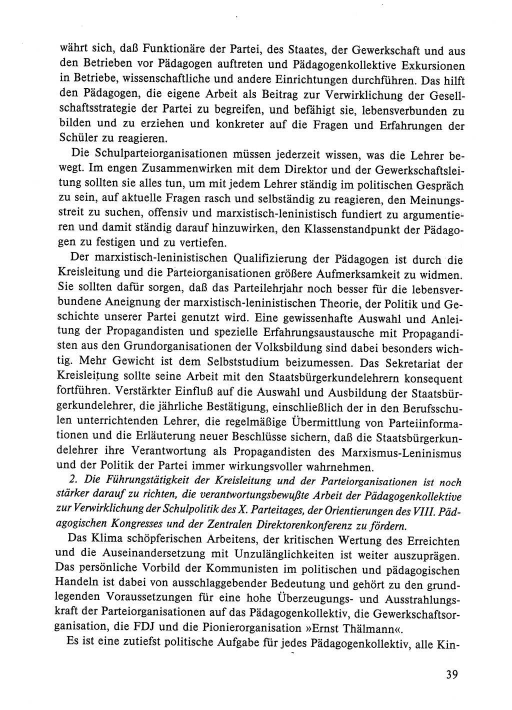 Dokumente der Sozialistischen Einheitspartei Deutschlands (SED) [Deutsche Demokratische Republik (DDR)] 1984-1985, Seite 39 (Dok. SED DDR 1984-1985, S. 39)