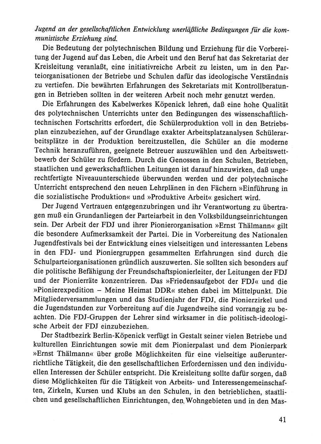 Dokumente der Sozialistischen Einheitspartei Deutschlands (SED) [Deutsche Demokratische Republik (DDR)] 1984-1985, Seite 41 (Dok. SED DDR 1984-1985, S. 41)