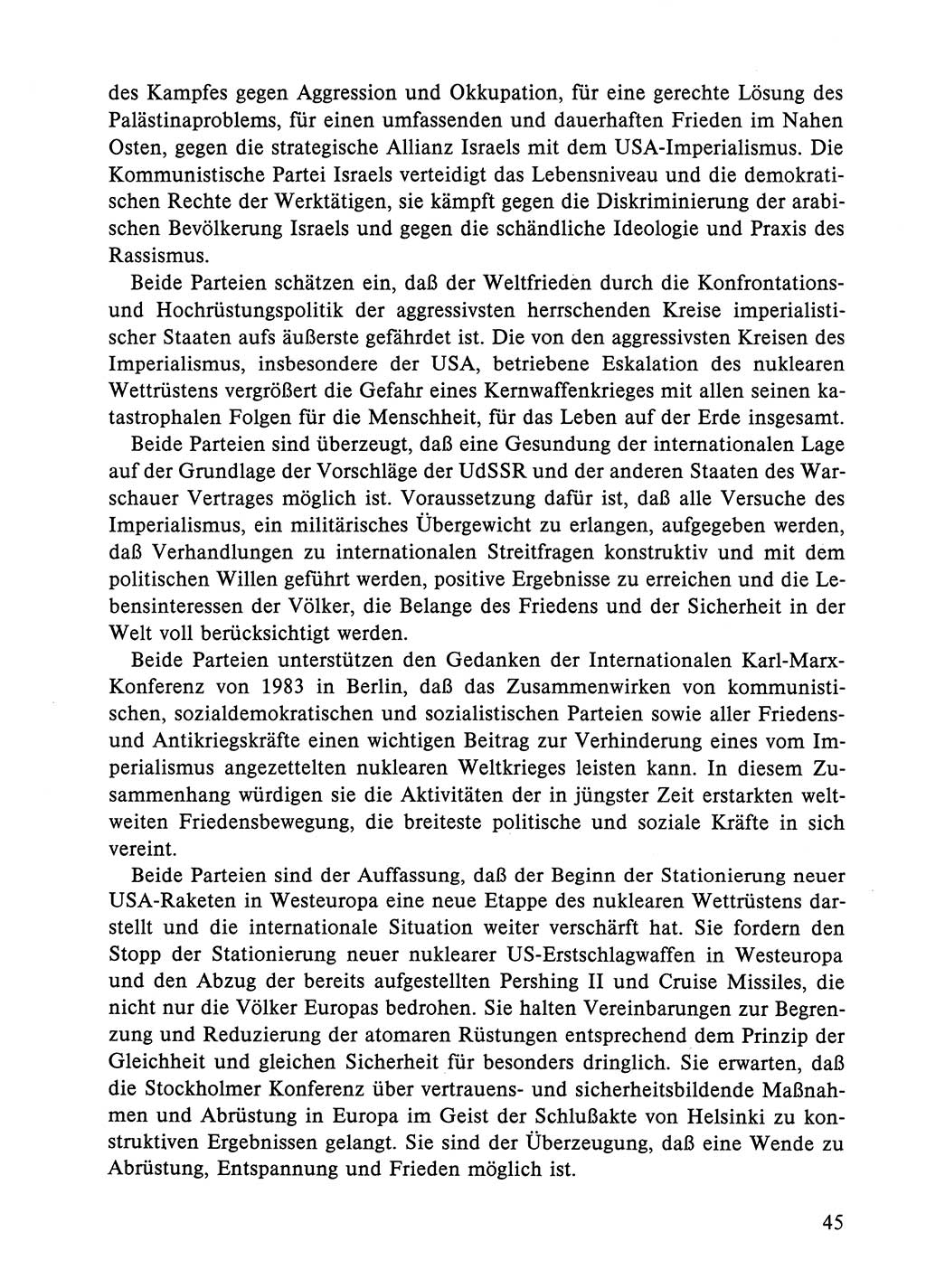Dokumente der Sozialistischen Einheitspartei Deutschlands (SED) [Deutsche Demokratische Republik (DDR)] 1984-1985, Seite 45 (Dok. SED DDR 1984-1985, S. 45)