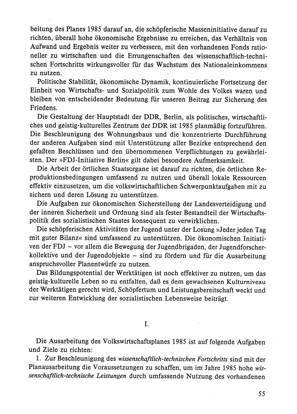 Dokumente der Sozialistischen Einheitspartei Deutschlands (SED) [Deutsche Demokratische Republik (DDR)] 1984-1985, Seite 55 (Dok. SED DDR 1984-1985, S. 55)