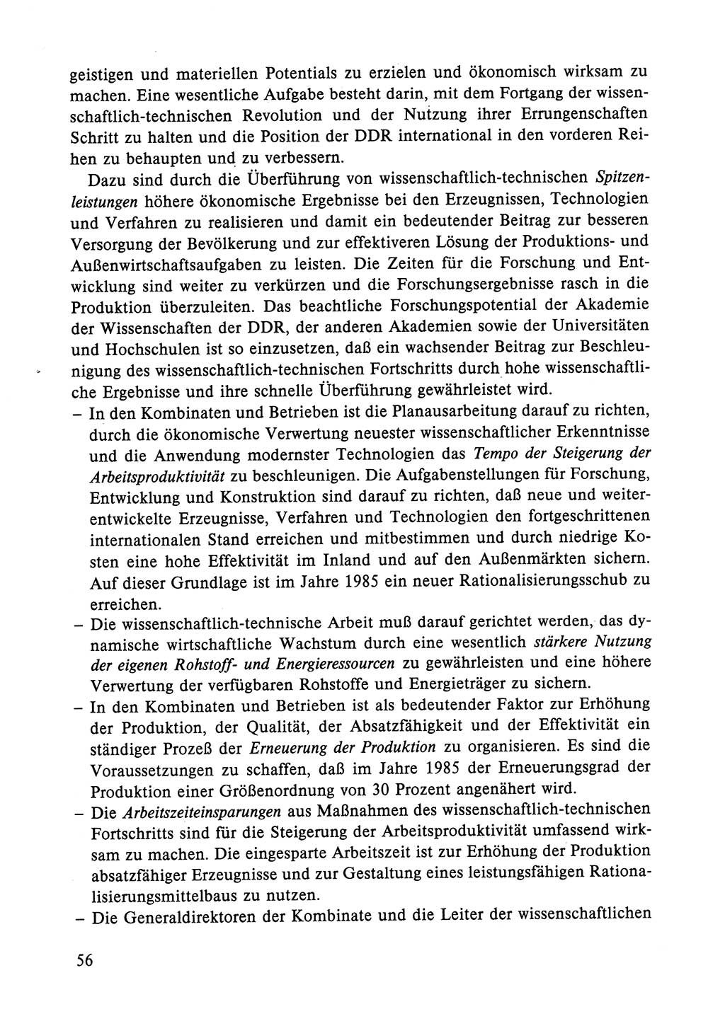 Dokumente der Sozialistischen Einheitspartei Deutschlands (SED) [Deutsche Demokratische Republik (DDR)] 1984-1985, Seite 56 (Dok. SED DDR 1984-1985, S. 56)