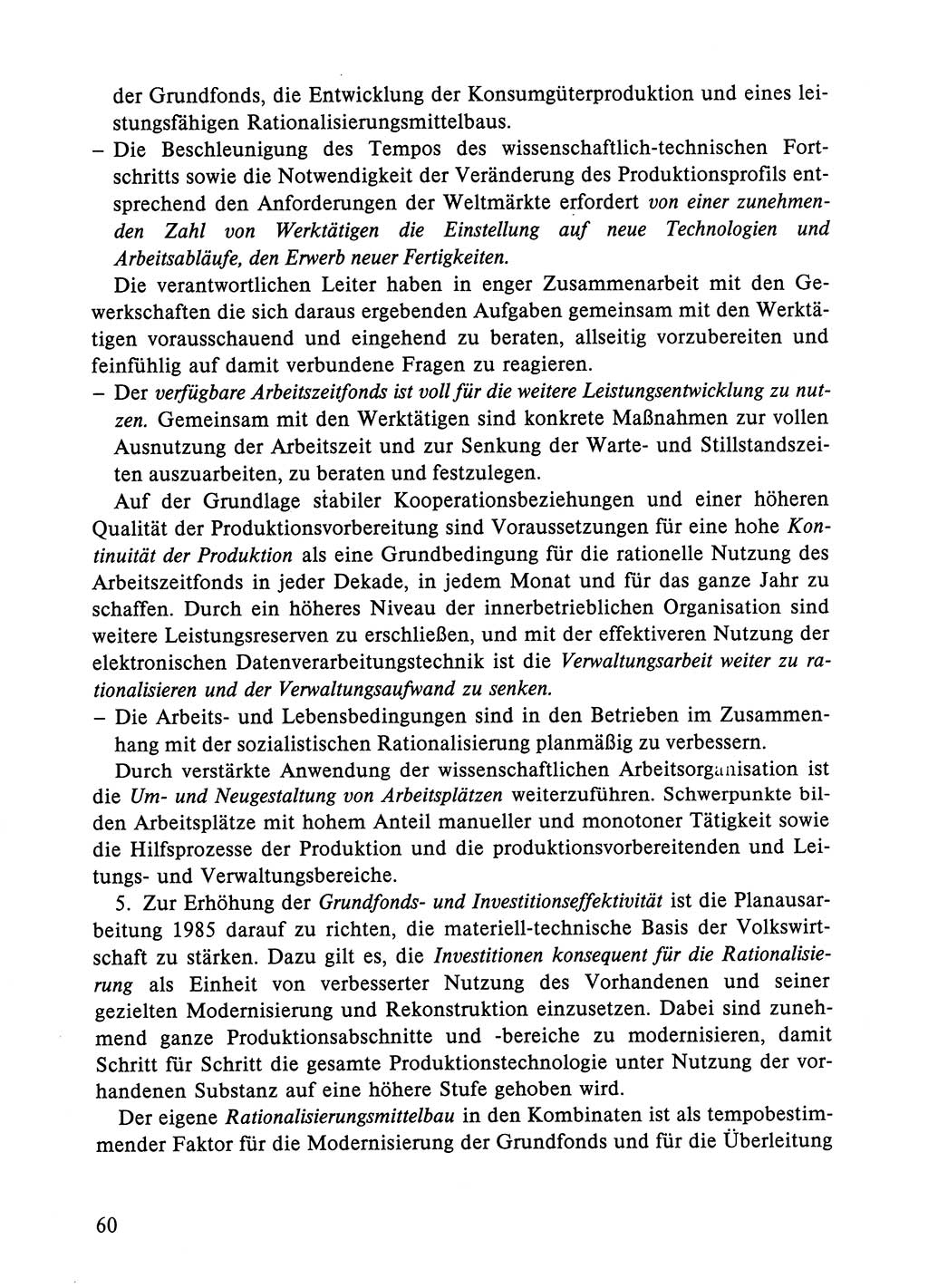 Dokumente der Sozialistischen Einheitspartei Deutschlands (SED) [Deutsche Demokratische Republik (DDR)] 1984-1985, Seite 60 (Dok. SED DDR 1984-1985, S. 60)
