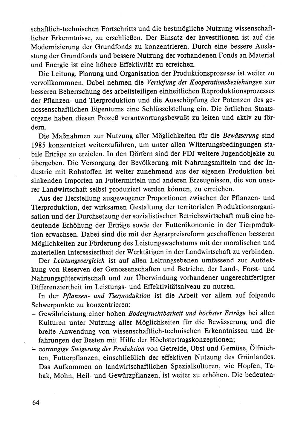 Dokumente der Sozialistischen Einheitspartei Deutschlands (SED) [Deutsche Demokratische Republik (DDR)] 1984-1985, Seite 64 (Dok. SED DDR 1984-1985, S. 64)