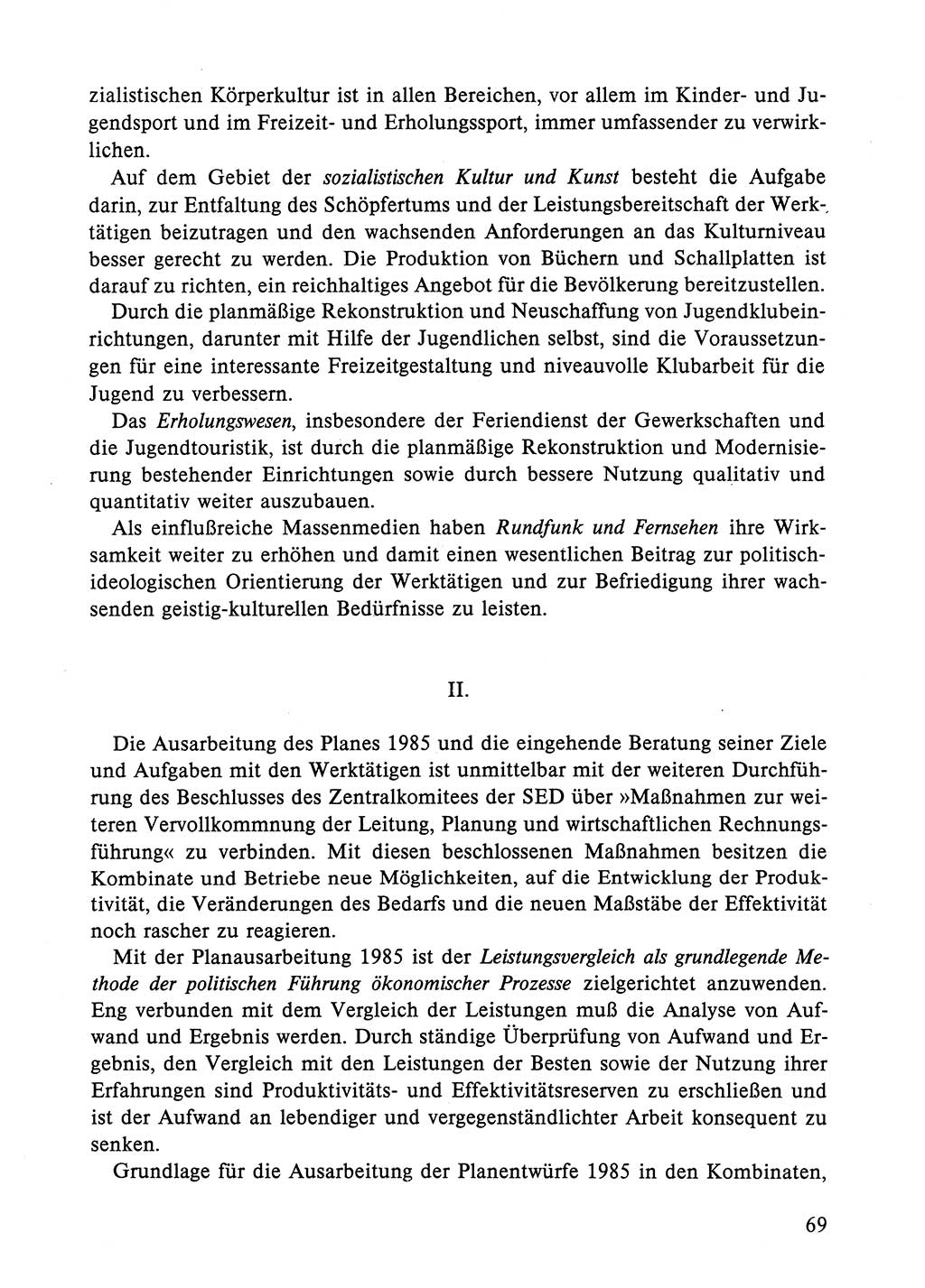 Dokumente der Sozialistischen Einheitspartei Deutschlands (SED) [Deutsche Demokratische Republik (DDR)] 1984-1985, Seite 69 (Dok. SED DDR 1984-1985, S. 69)