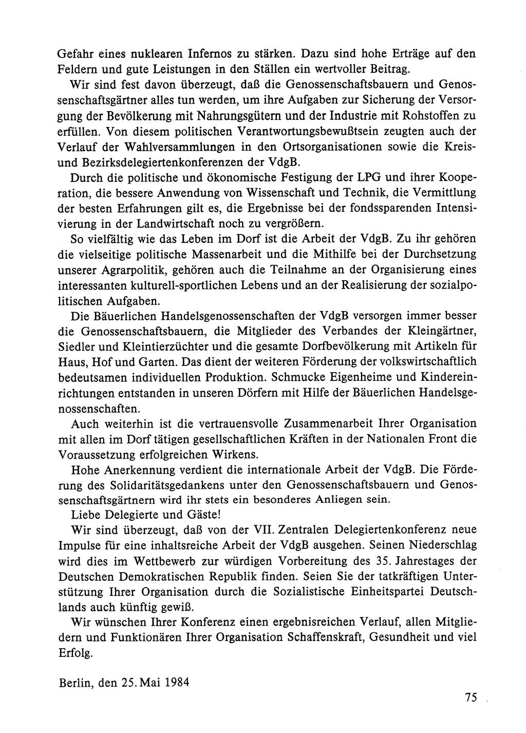 Dokumente der Sozialistischen Einheitspartei Deutschlands (SED) [Deutsche Demokratische Republik (DDR)] 1984-1985, Seite 75 (Dok. SED DDR 1984-1985, S. 75)