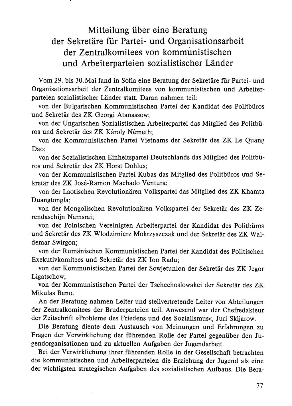 Dokumente der Sozialistischen Einheitspartei Deutschlands (SED) [Deutsche Demokratische Republik (DDR)] 1984-1985, Seite 77 (Dok. SED DDR 1984-1985, S. 77)