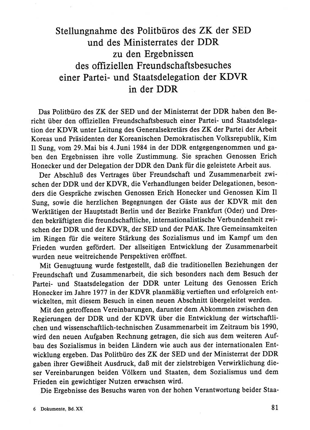 Dokumente der Sozialistischen Einheitspartei Deutschlands (SED) [Deutsche Demokratische Republik (DDR)] 1984-1985, Seite 81 (Dok. SED DDR 1984-1985, S. 81)