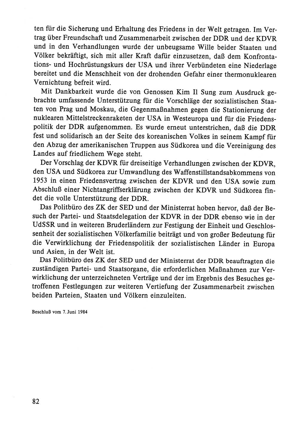 Dokumente der Sozialistischen Einheitspartei Deutschlands (SED) [Deutsche Demokratische Republik (DDR)] 1984-1985, Seite 82 (Dok. SED DDR 1984-1985, S. 82)