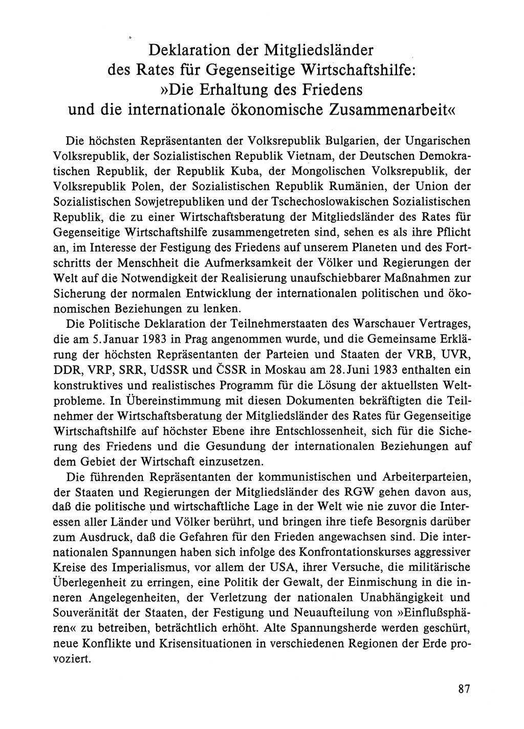 Dokumente der Sozialistischen Einheitspartei Deutschlands (SED) [Deutsche Demokratische Republik (DDR)] 1984-1985, Seite 87 (Dok. SED DDR 1984-1985, S. 87)