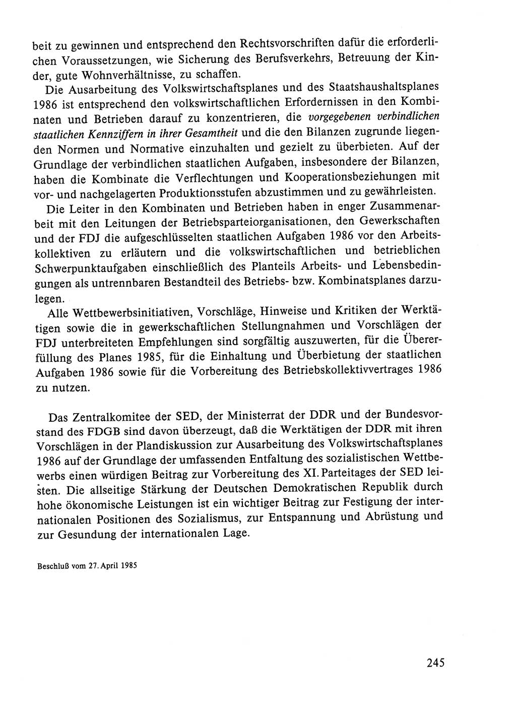 Dokumente der Sozialistischen Einheitspartei Deutschlands (SED) [Deutsche Demokratische Republik (DDR)] 1984-1985, Seite 182 (Dok. SED DDR 1984-1985, S. 182)