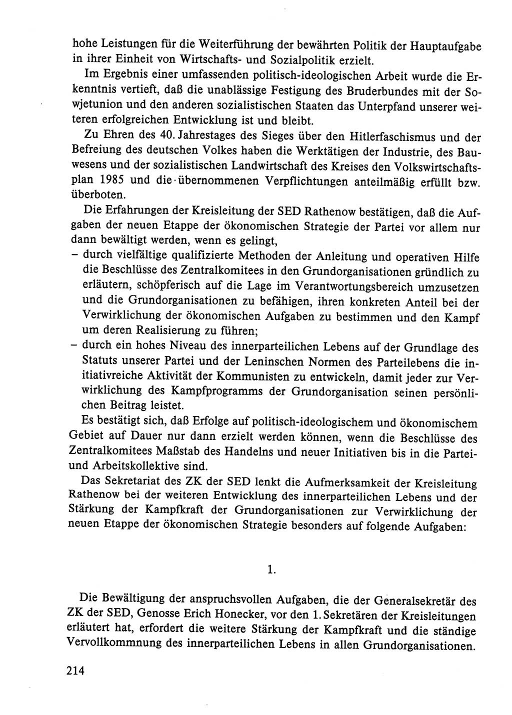 Dokumente der Sozialistischen Einheitspartei Deutschlands (SED) [Deutsche Demokratische Republik (DDR)] 1984-1985, Seite 213 (Dok. SED DDR 1984-1985, S. 213)