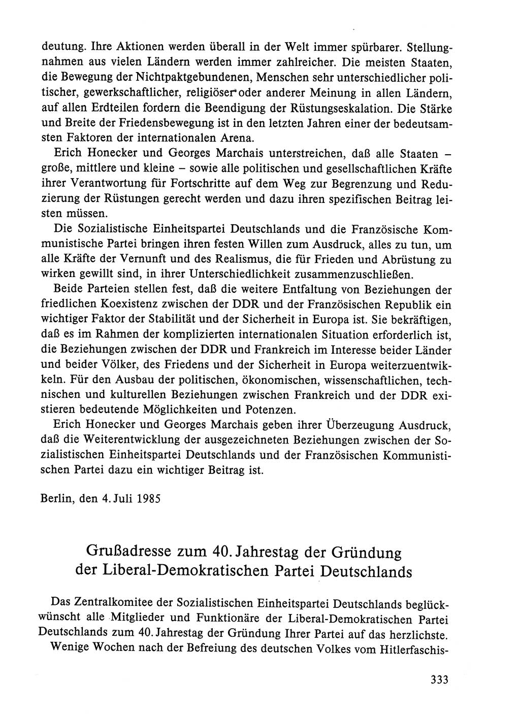 Dokumente der Sozialistischen Einheitspartei Deutschlands (SED) [Deutsche Demokratische Republik (DDR)] 1984-1985, Seite 333 (Dok. SED DDR 1984-1985, S. 333)