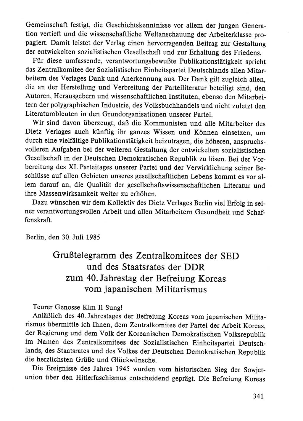 Dokumente der Sozialistischen Einheitspartei Deutschlands (SED) [Deutsche Demokratische Republik (DDR)] 1984-1985, Seite 341 (Dok. SED DDR 1984-1985, S. 341)